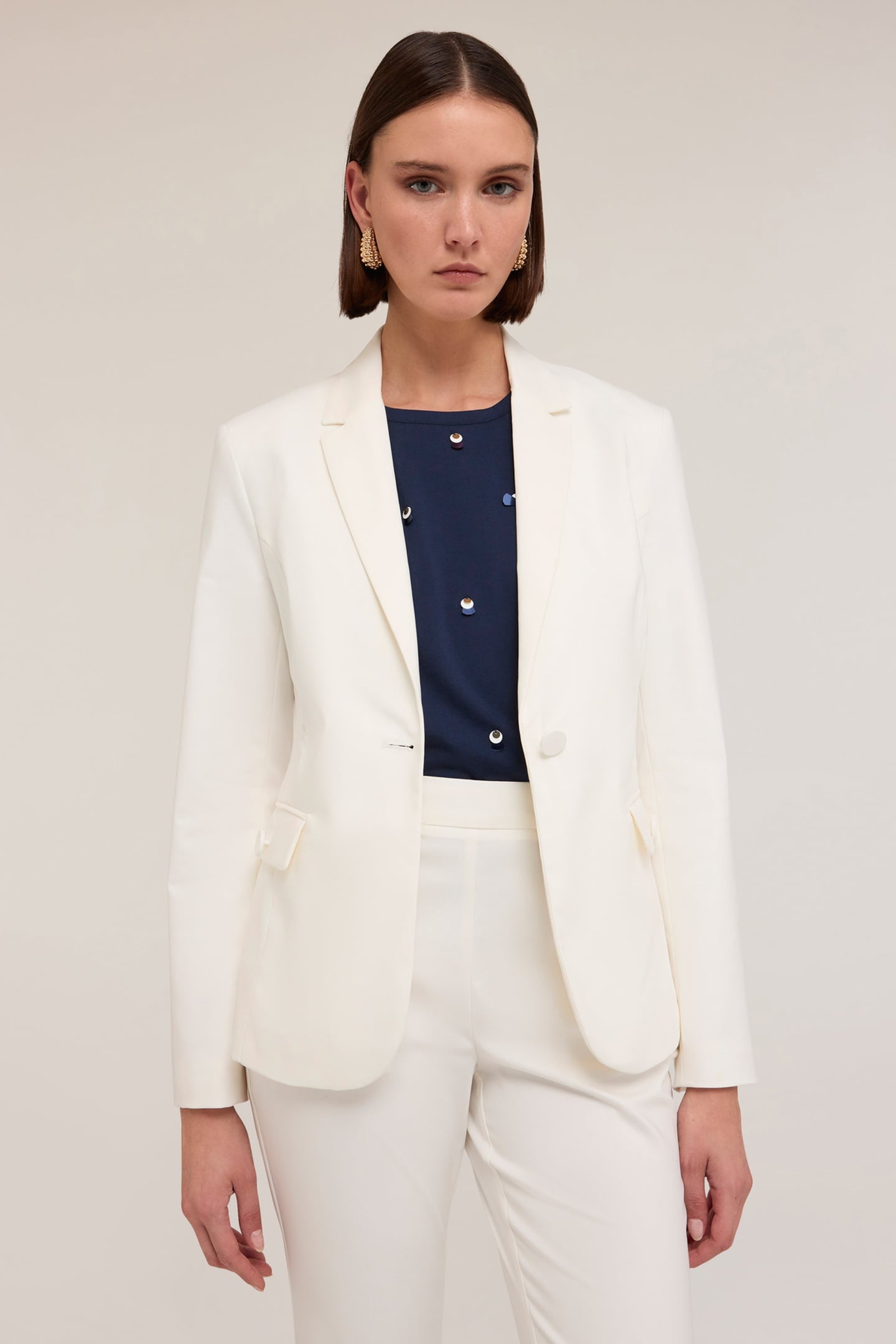 SINGLE-BREASTED BLAZER IN TECHNICAL COTTON WHITE 3