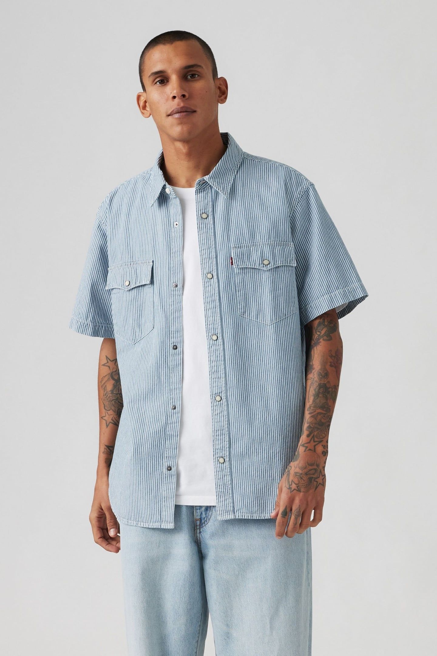 SHORT SLEEVE RELAXED WESTERN SHIRT BLUE 1