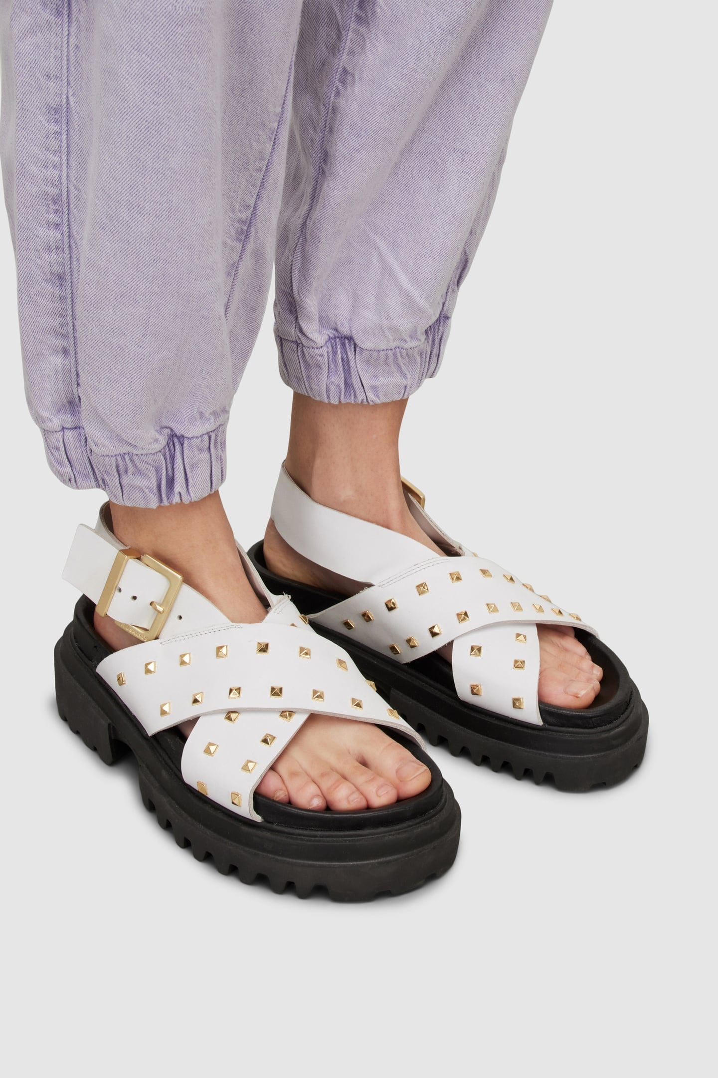 COSMO STUD SANDAL CHALK WHITE/BRASS 2
