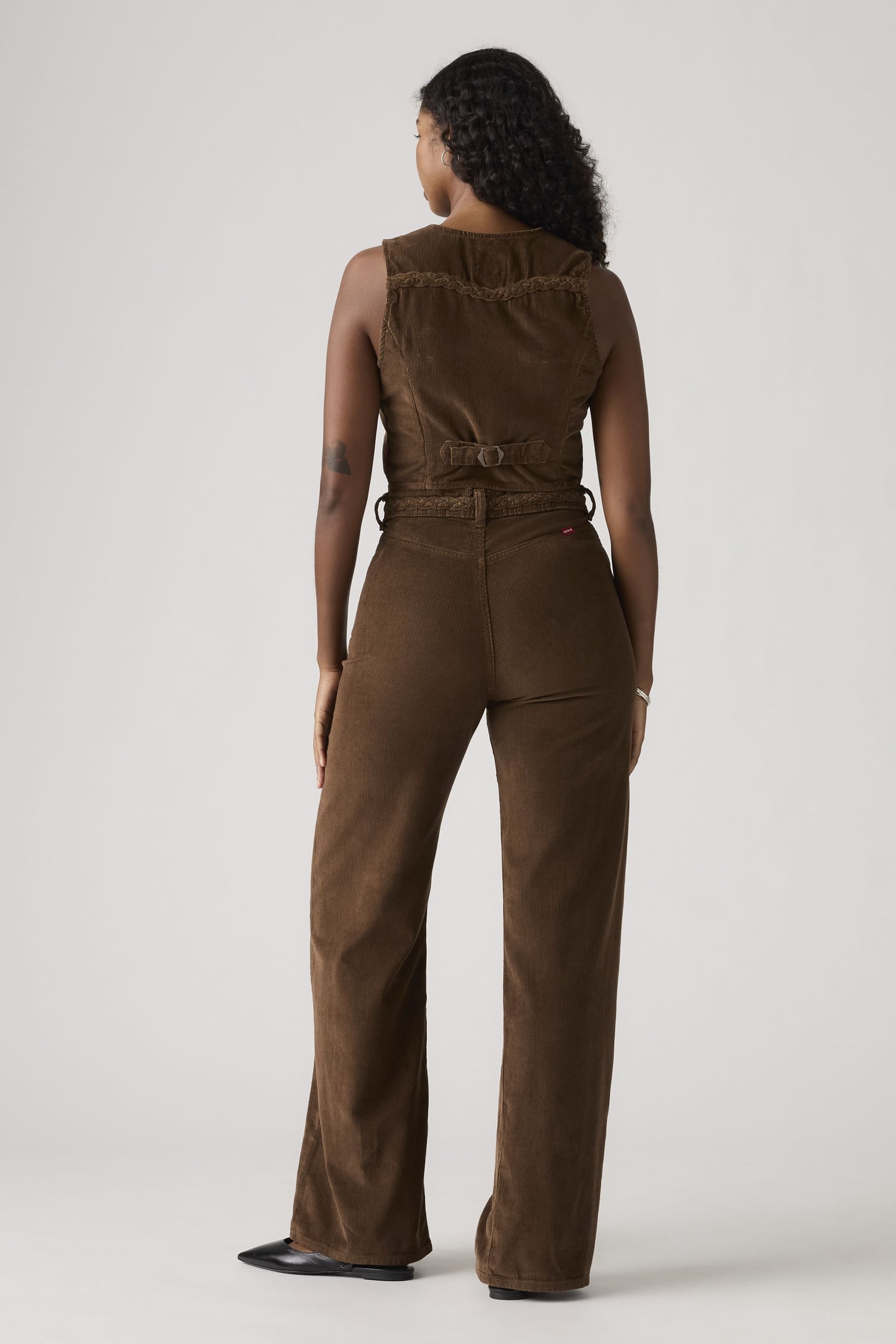 RIBCAGE WIDE LEG BRAIDED CORDUROY JEANS BROWN 3