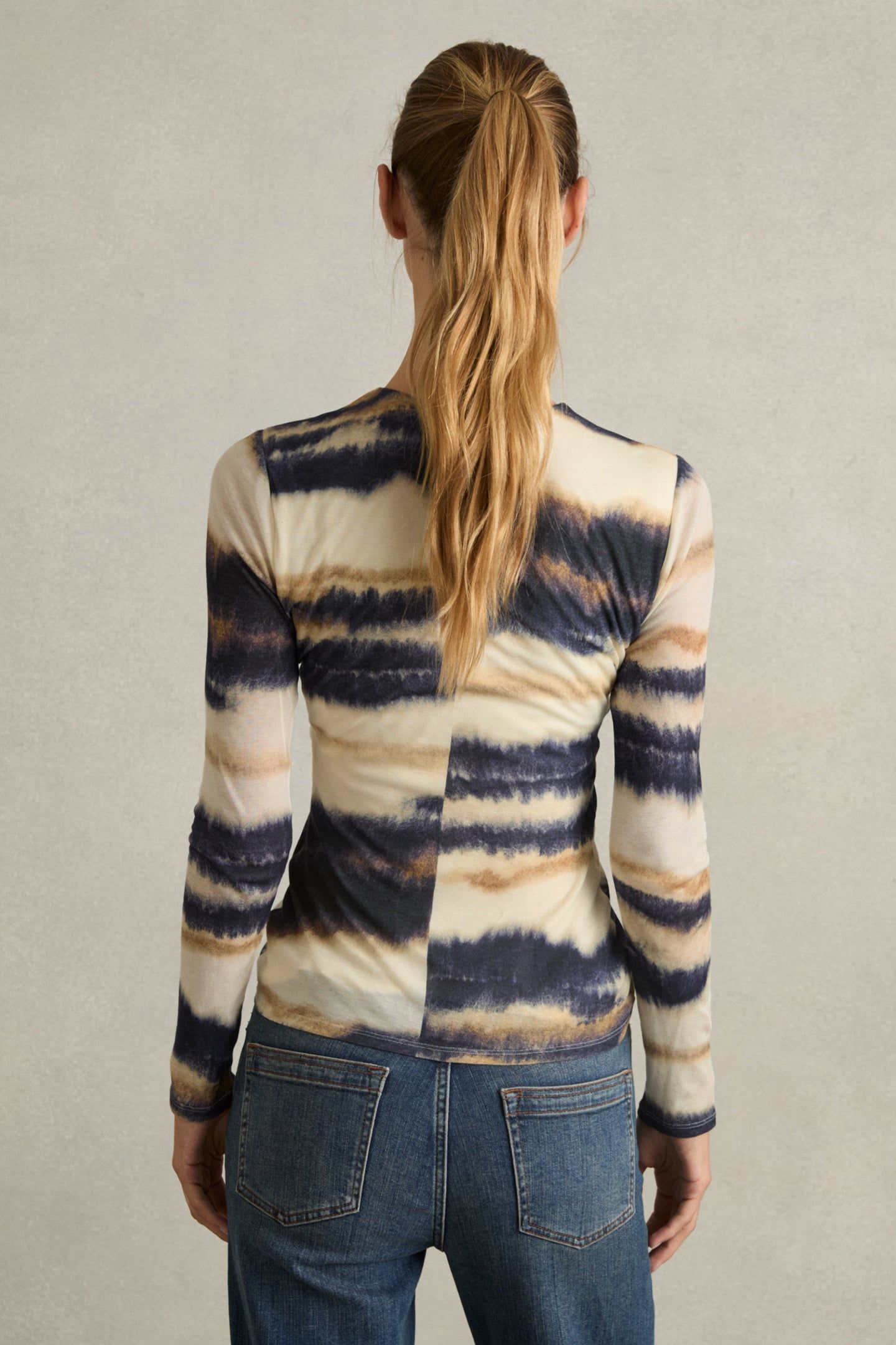 PRINTED JERSEY TOP CREAM/BLACK 2
