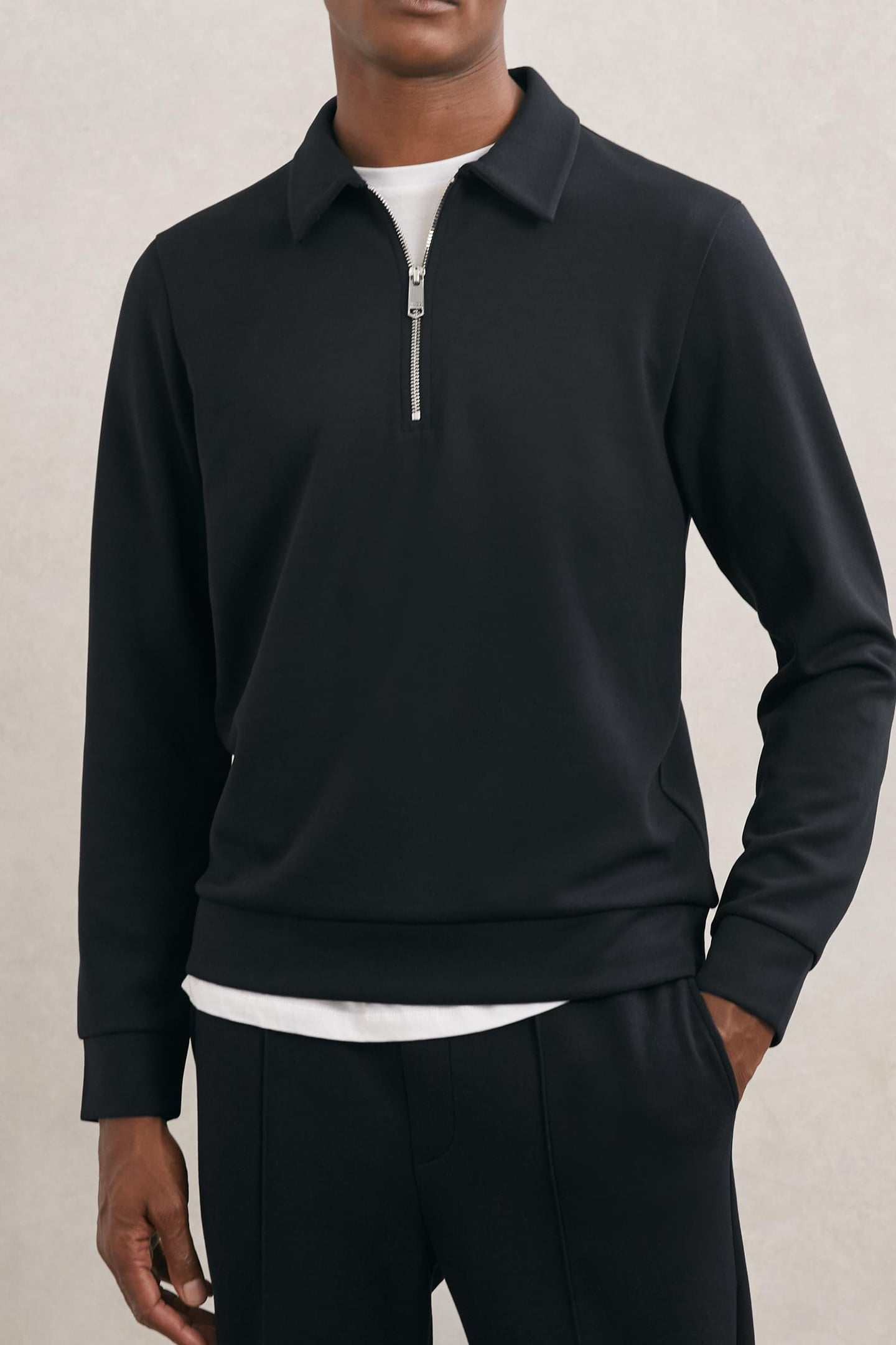 LS INTERLOCK HALF ZIP POLO NAVY BLUE 1