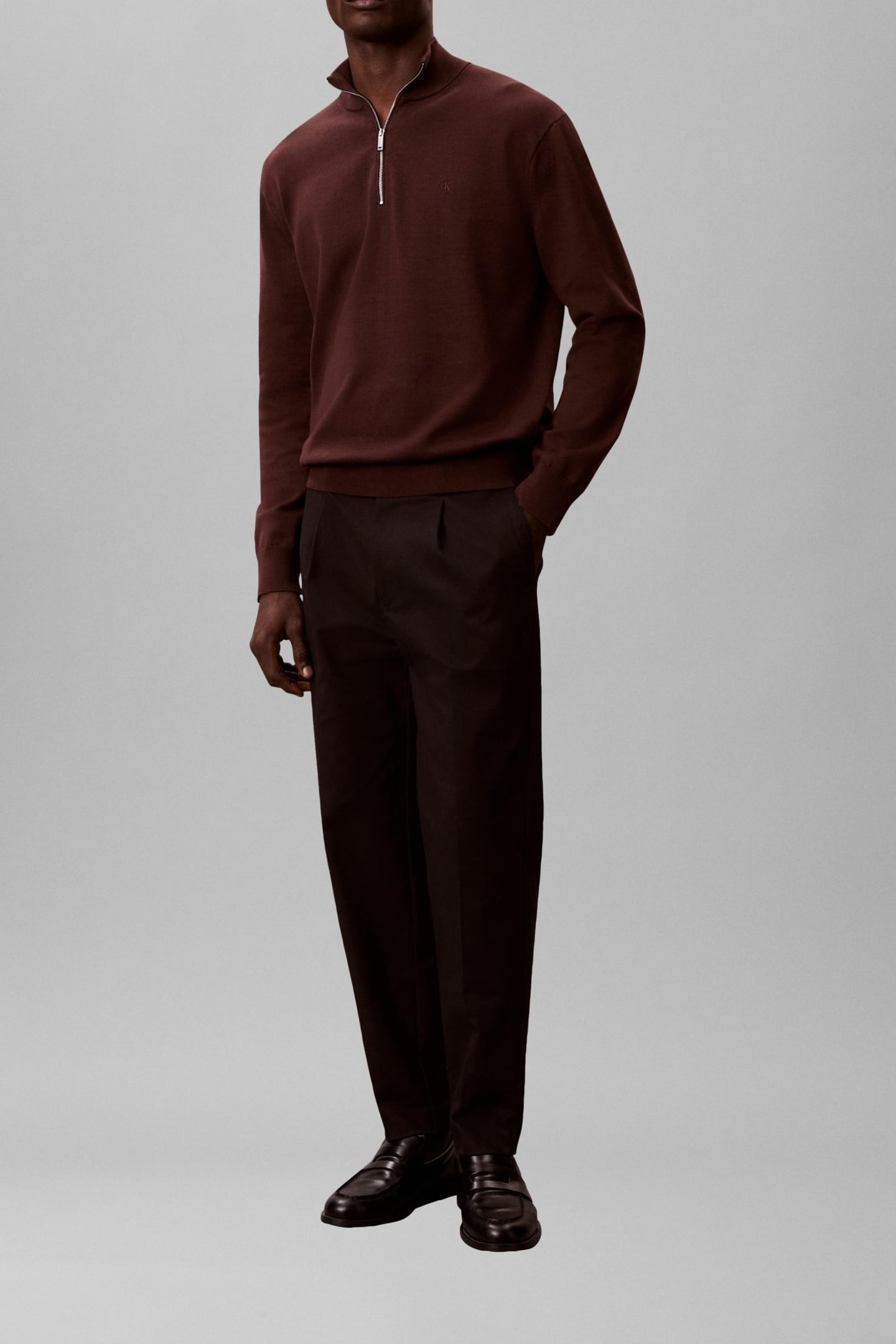 LS SUPIMA QUARTER ZIP SWEATER RICH BROWN 2