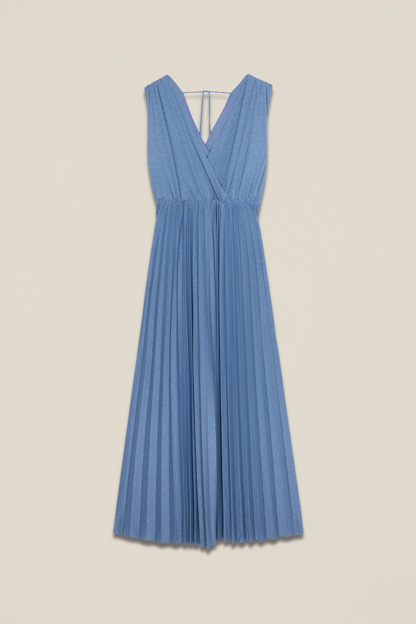 LONG PLEATED LUREX DRESS LIGHT BLUE 5