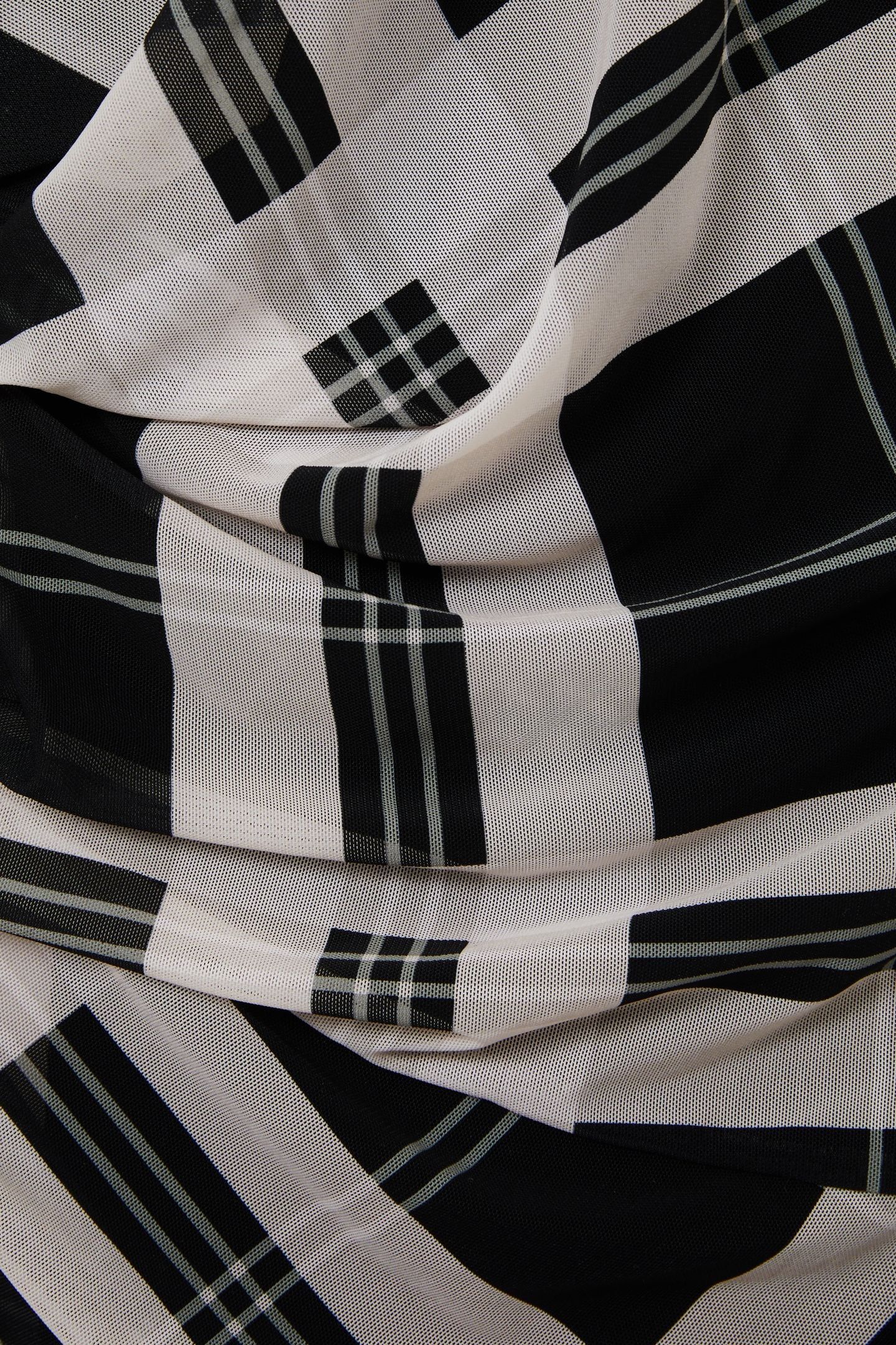 CHECK MESH JERSEY DRESS BLACK/IVORY 5