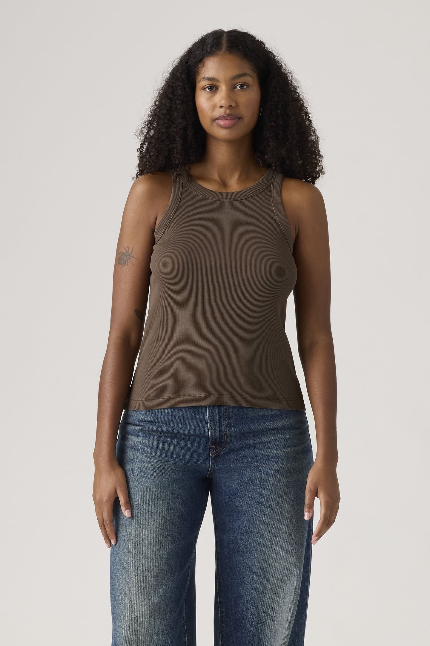 ESSENTIAL RACER TANK TOP BROWN 1