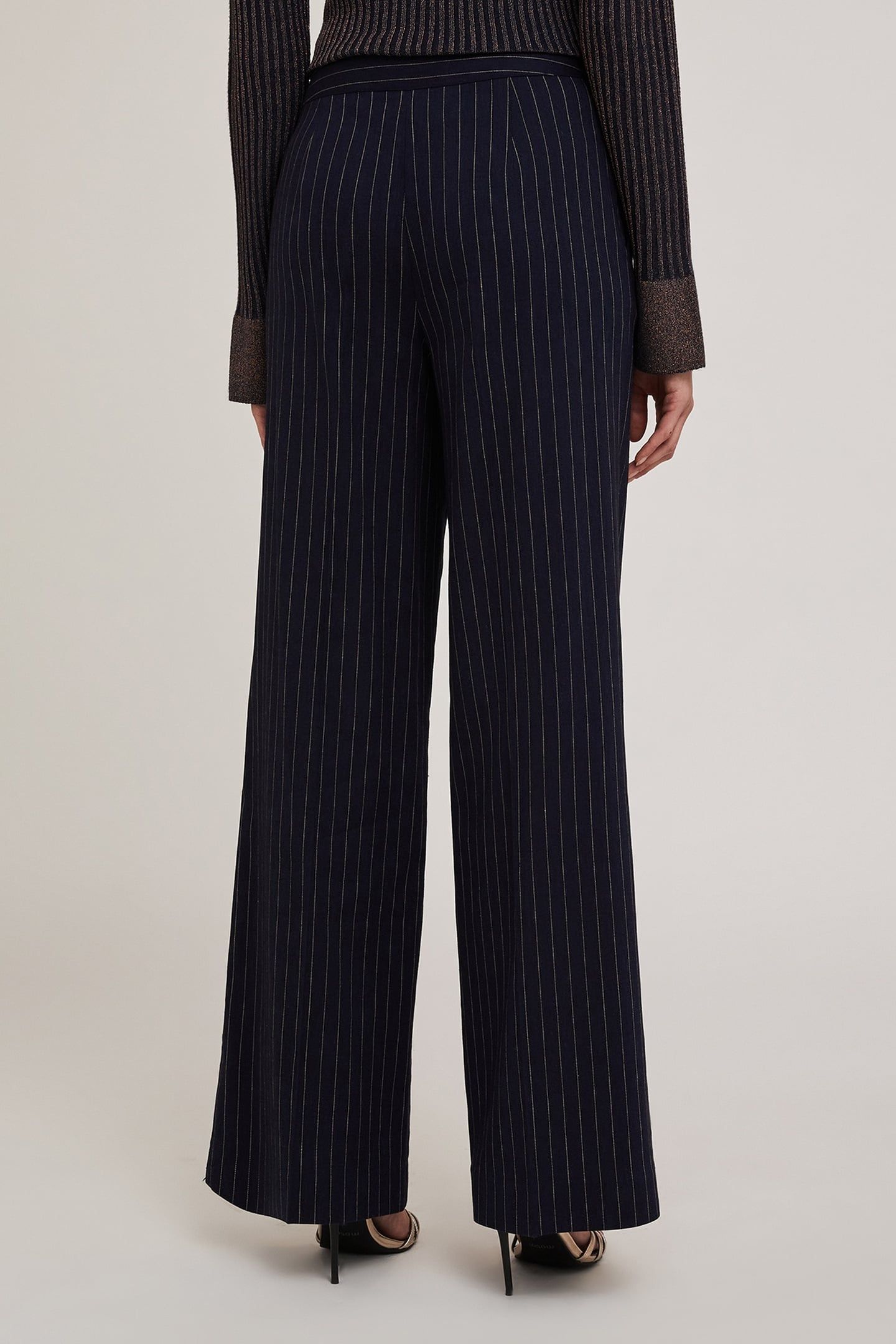 CHEQUERED PATTERN PALAZZO TROUSERS BLUE 3