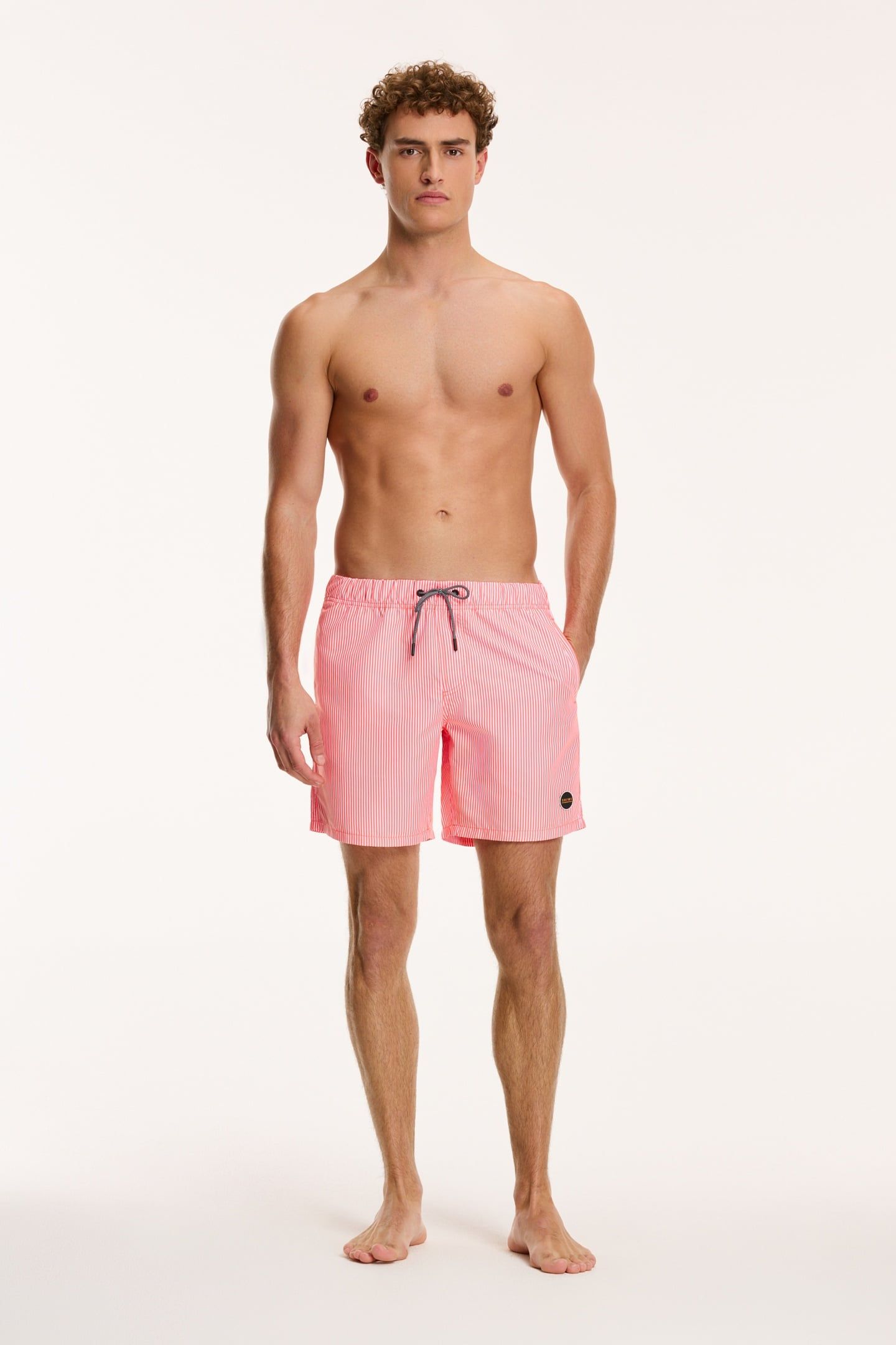 SWIM SHORTS SKINNY STRIPE NEON ORANGE 2