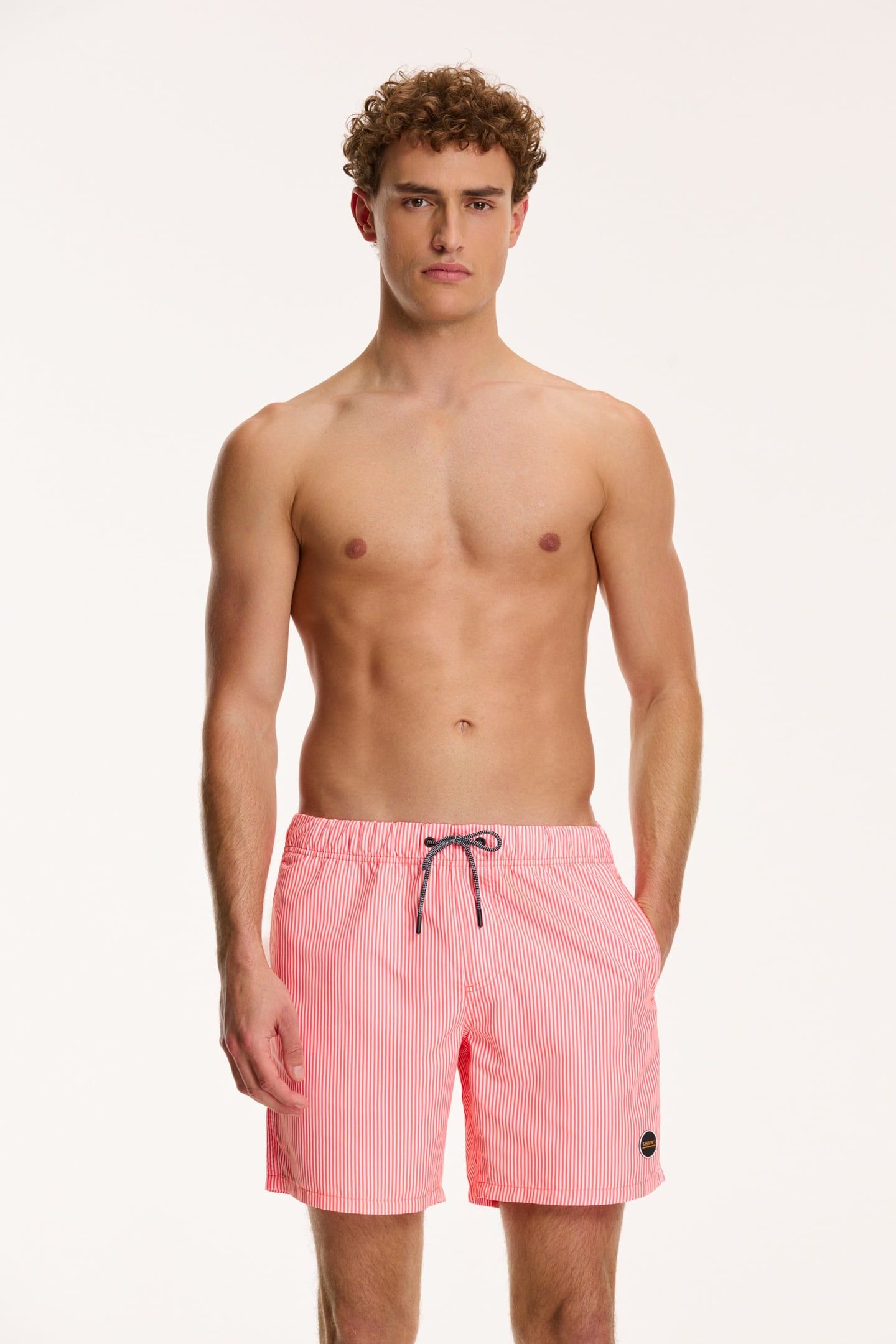 SWIM SHORTS SKINNY STRIPE NEON ORANGE 1