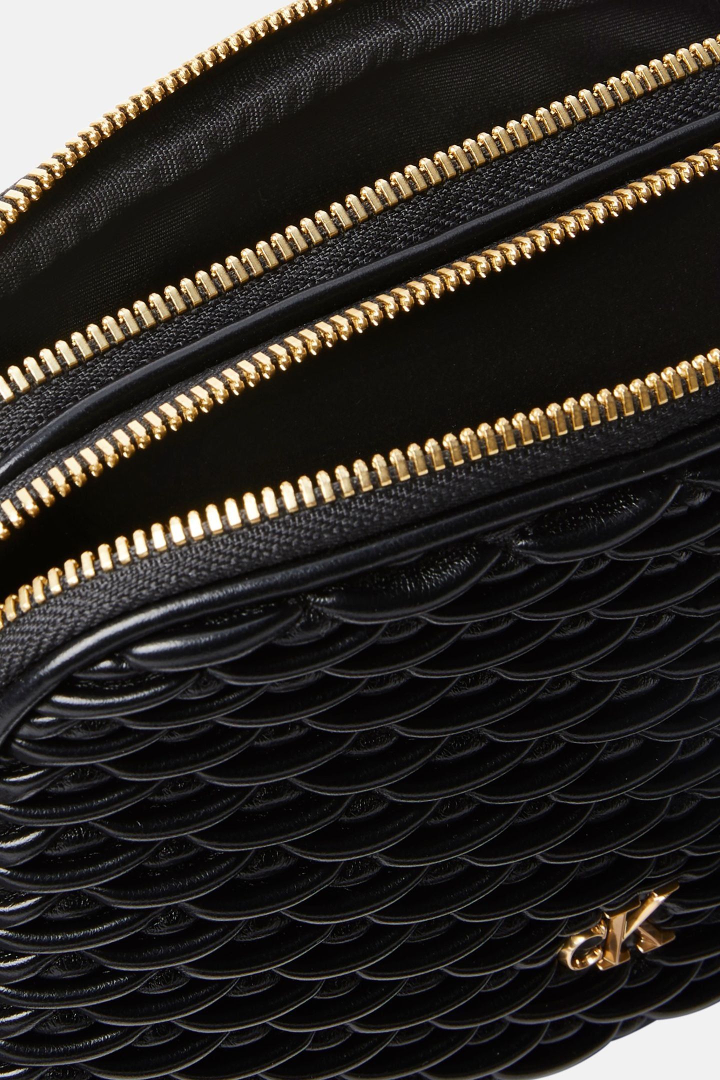 PLEATED DOUBLE ZIP CROSSOVER BAG BLACK 3
