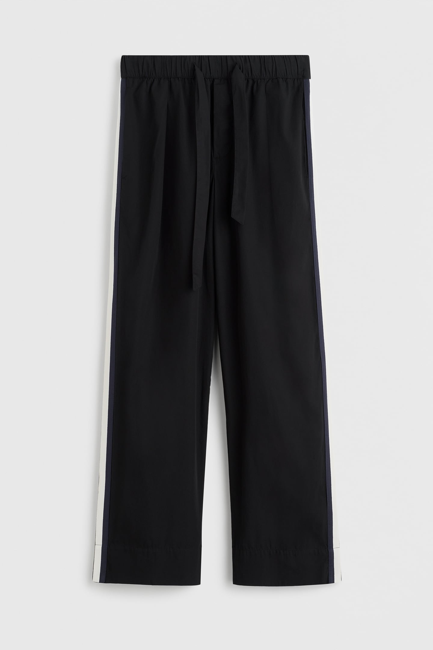 UNISEX POPLIN, PYJAMAS PANTS GROSGRAIN SIDE STRIPE ALL BLACK 2