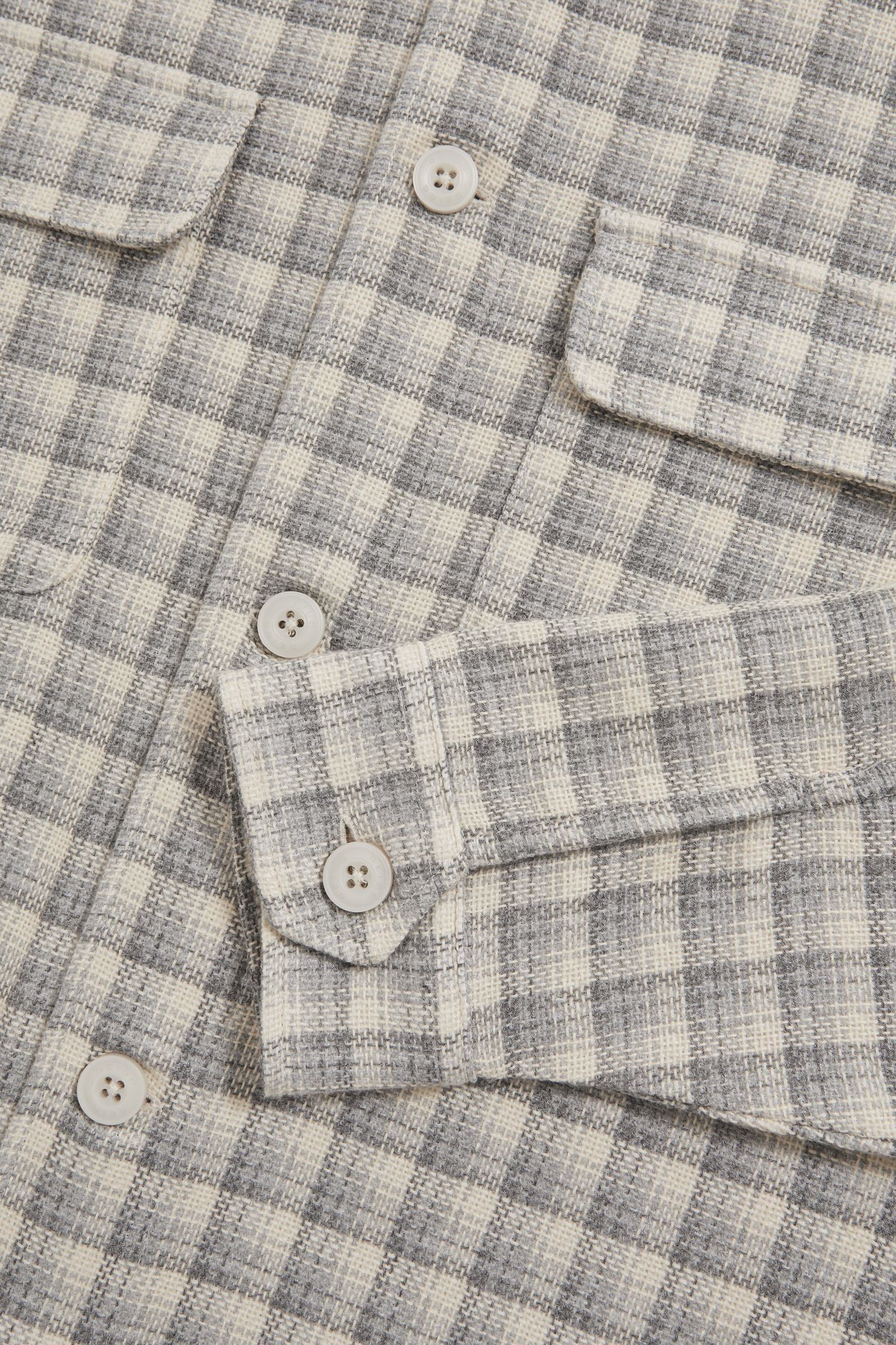LS TEXTURED CHECK TWIN POCKET OVERSHIRT LIGHT GREY 5