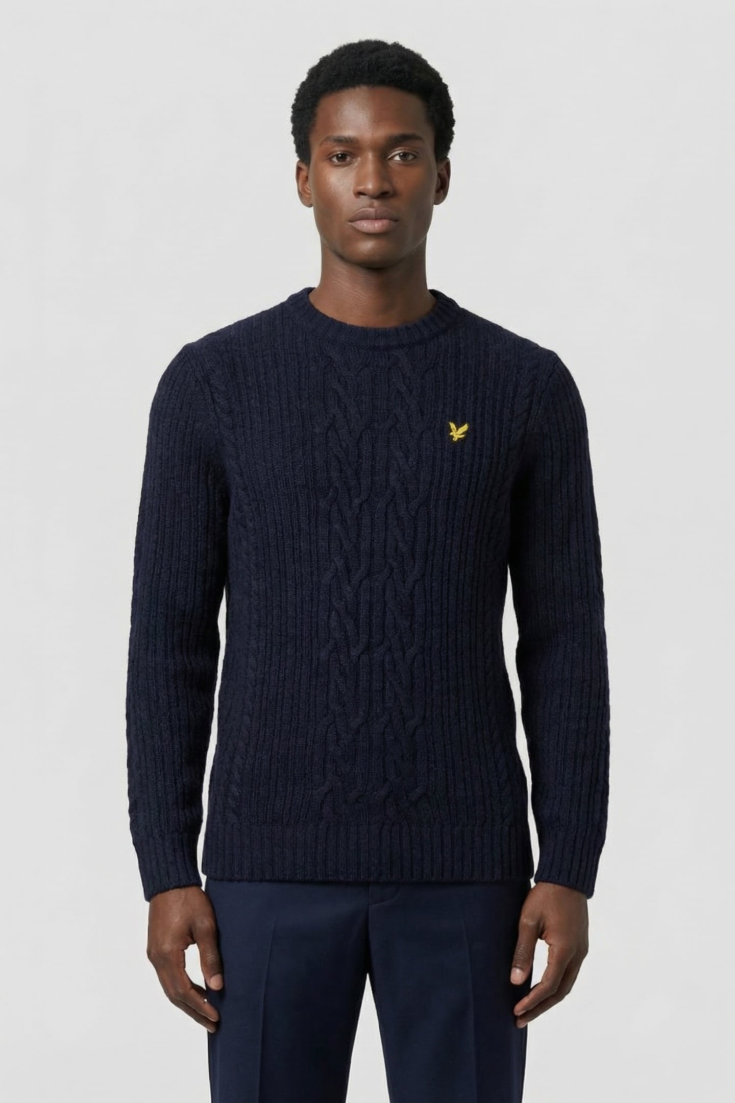 RIBBED CABLE KNIT JUMPER DARK NAVY MARL 1