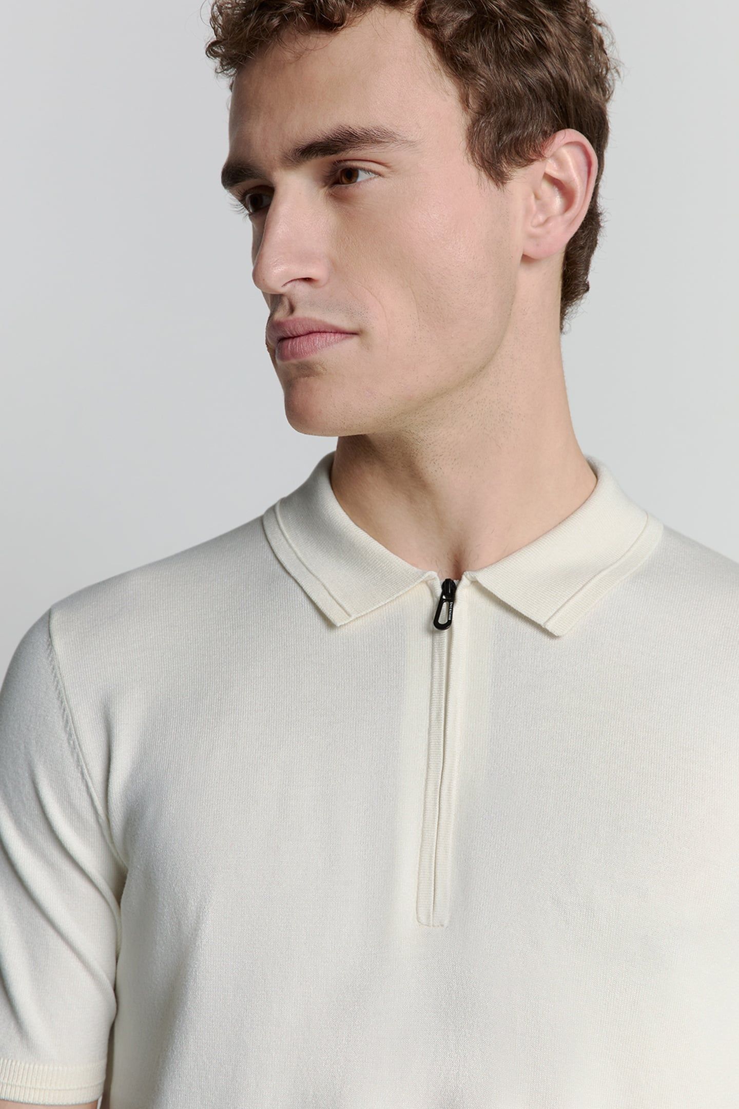 PULLOVER SHORT SLEEVE POLO ZIP SOLID OFFWHITE 7