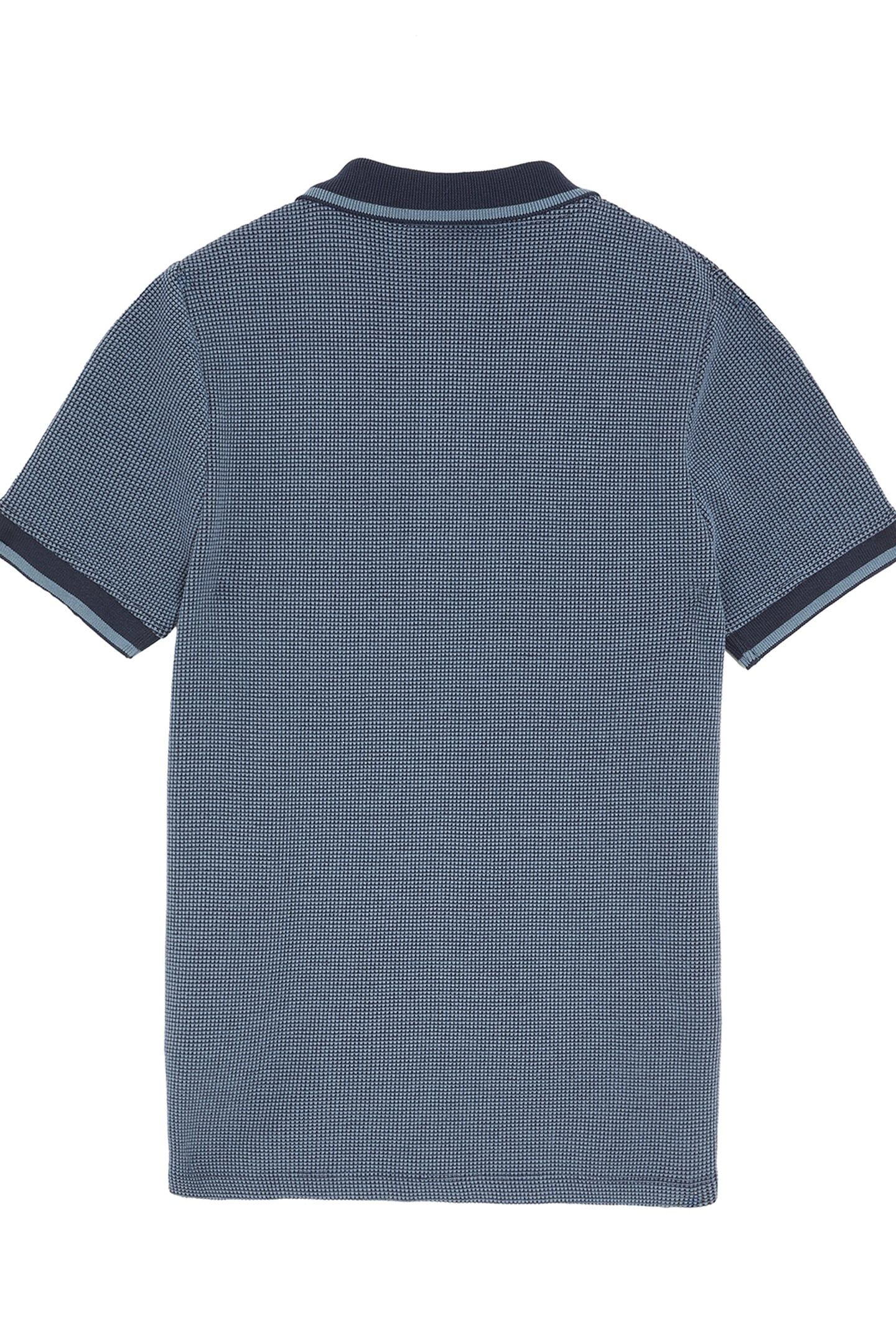 TWO TONE WAFFLE POLO SHIRT DARK NAVY 2