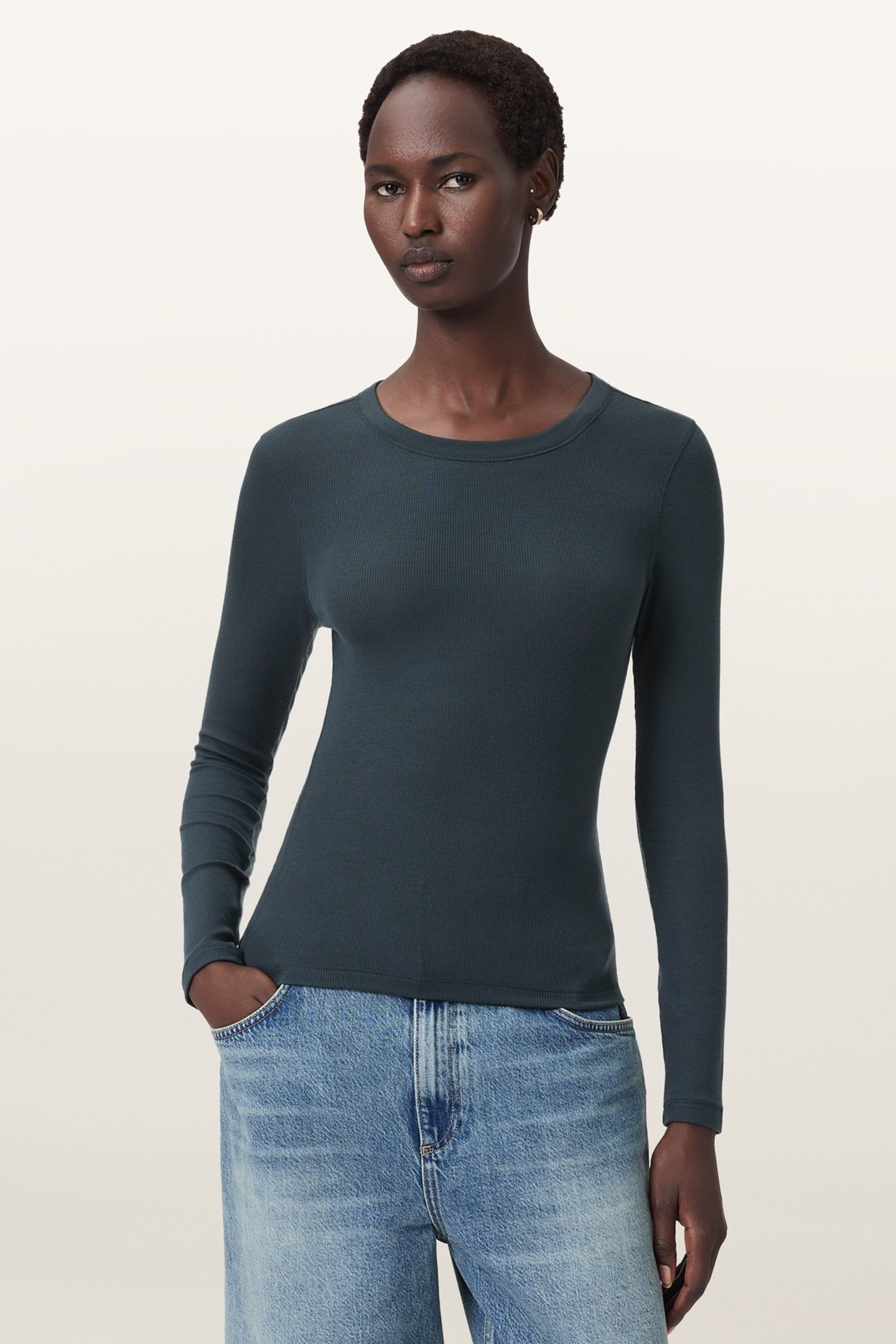 RINA LS CREW NECK DARK SLATE BLUE 1