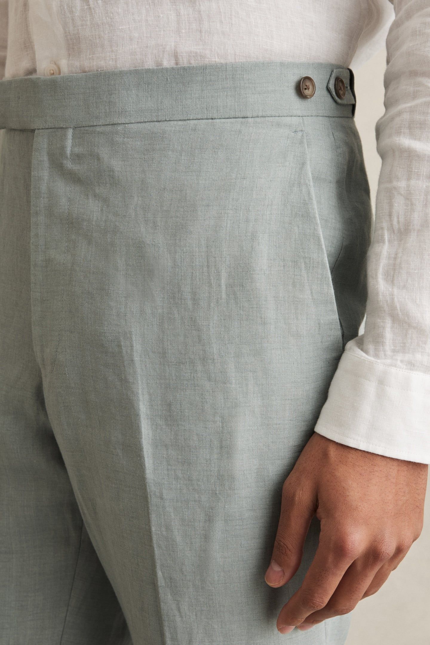 LINEN SLIM MIXER TROUSER OCEAN GREEN 5