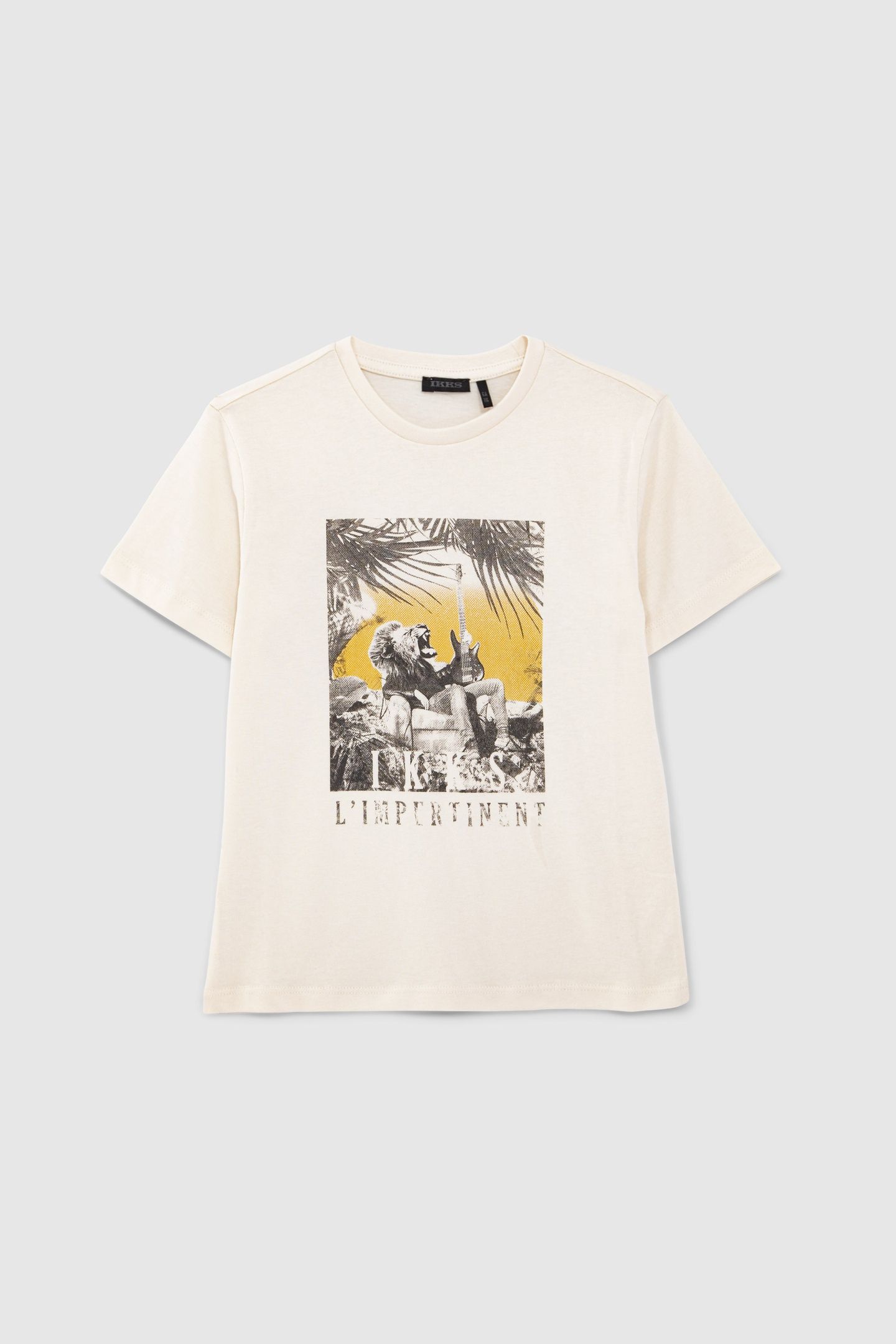 BOYS' ECRU ORGANIC COTTON T-SHIRT WITH LION-GUITAR PLAYER 1