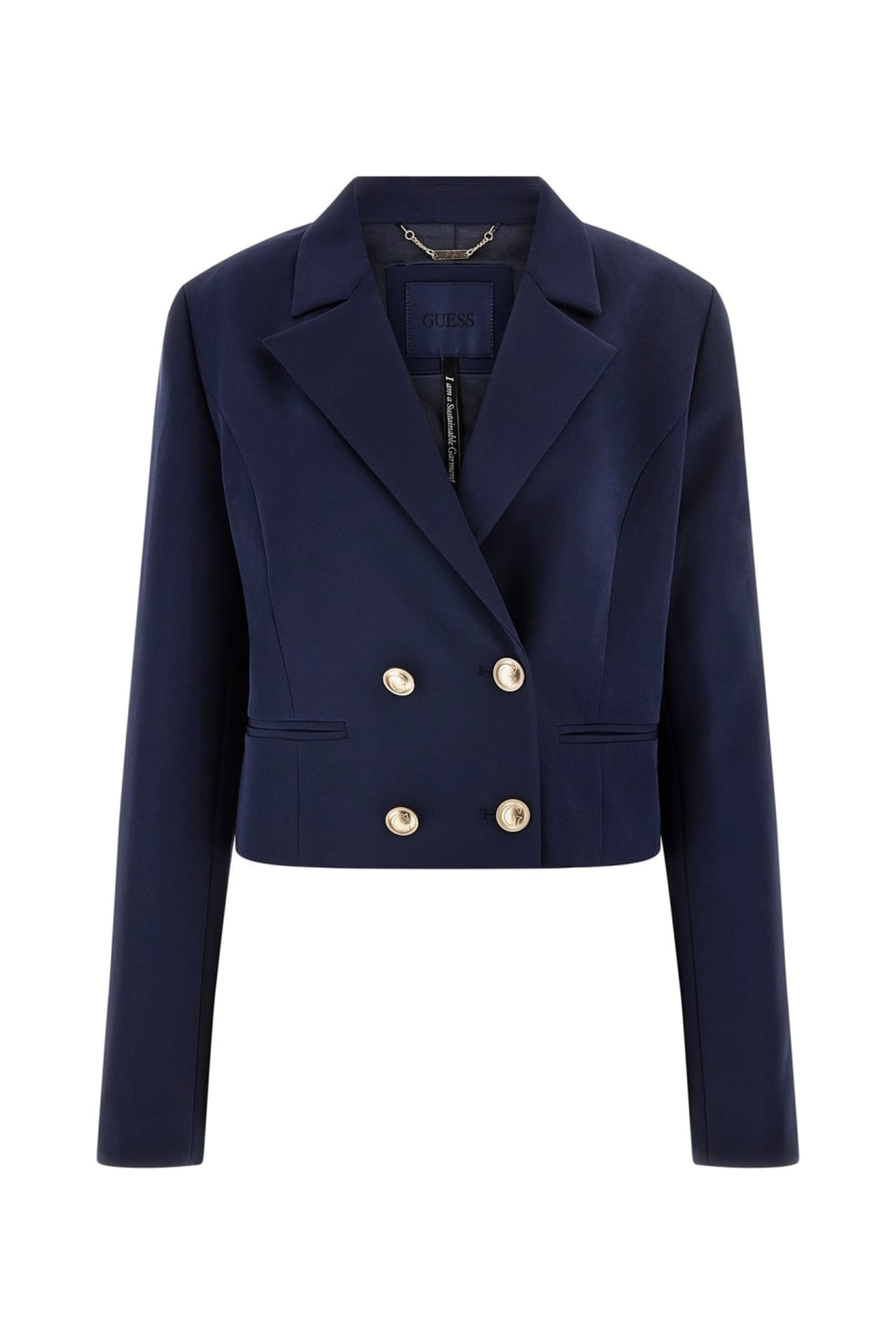 GUESS ECO ANDREE CROP BLAZER BLACKENED BLUE 4