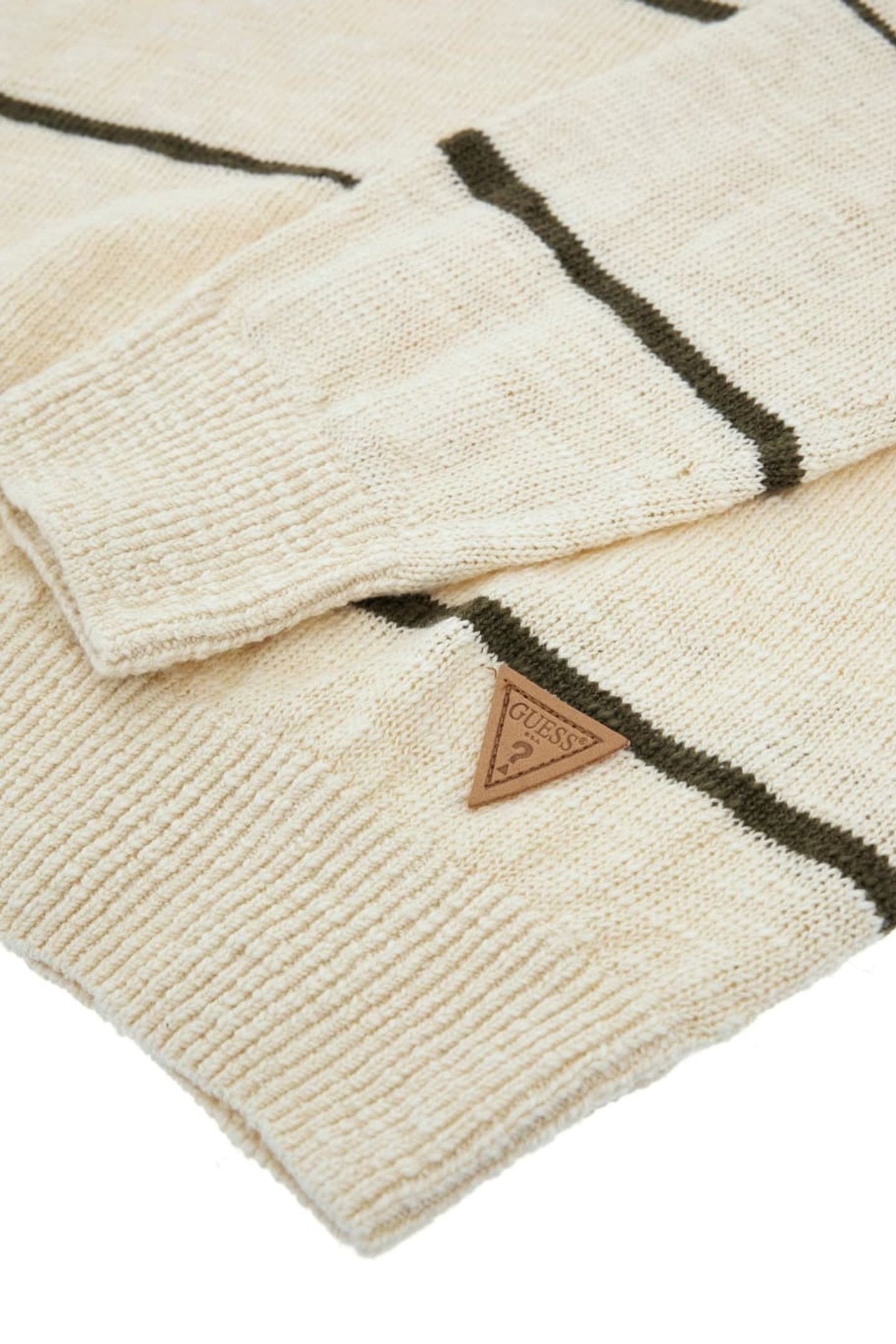 GUESS ECO GRIER CN LS STRIPED QUICKSAND OLIVE IRRE 3