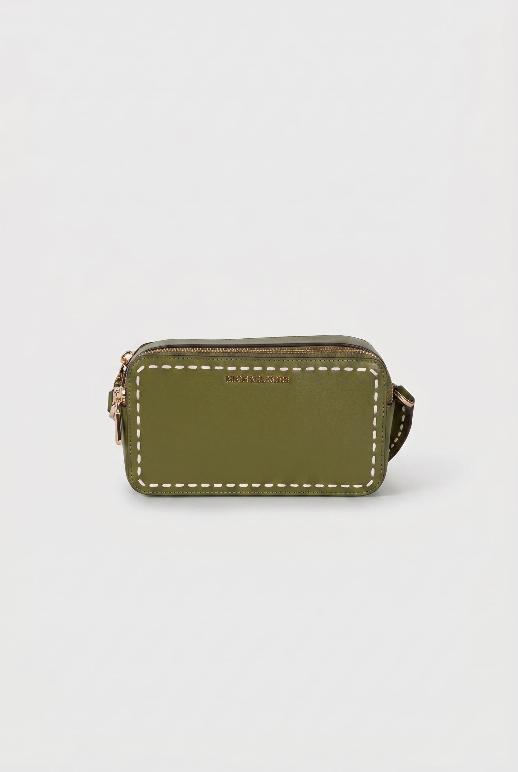 SMALL DOUBLE ZIP CAMERA CROSSBODY SMOKEY OLIVE 2