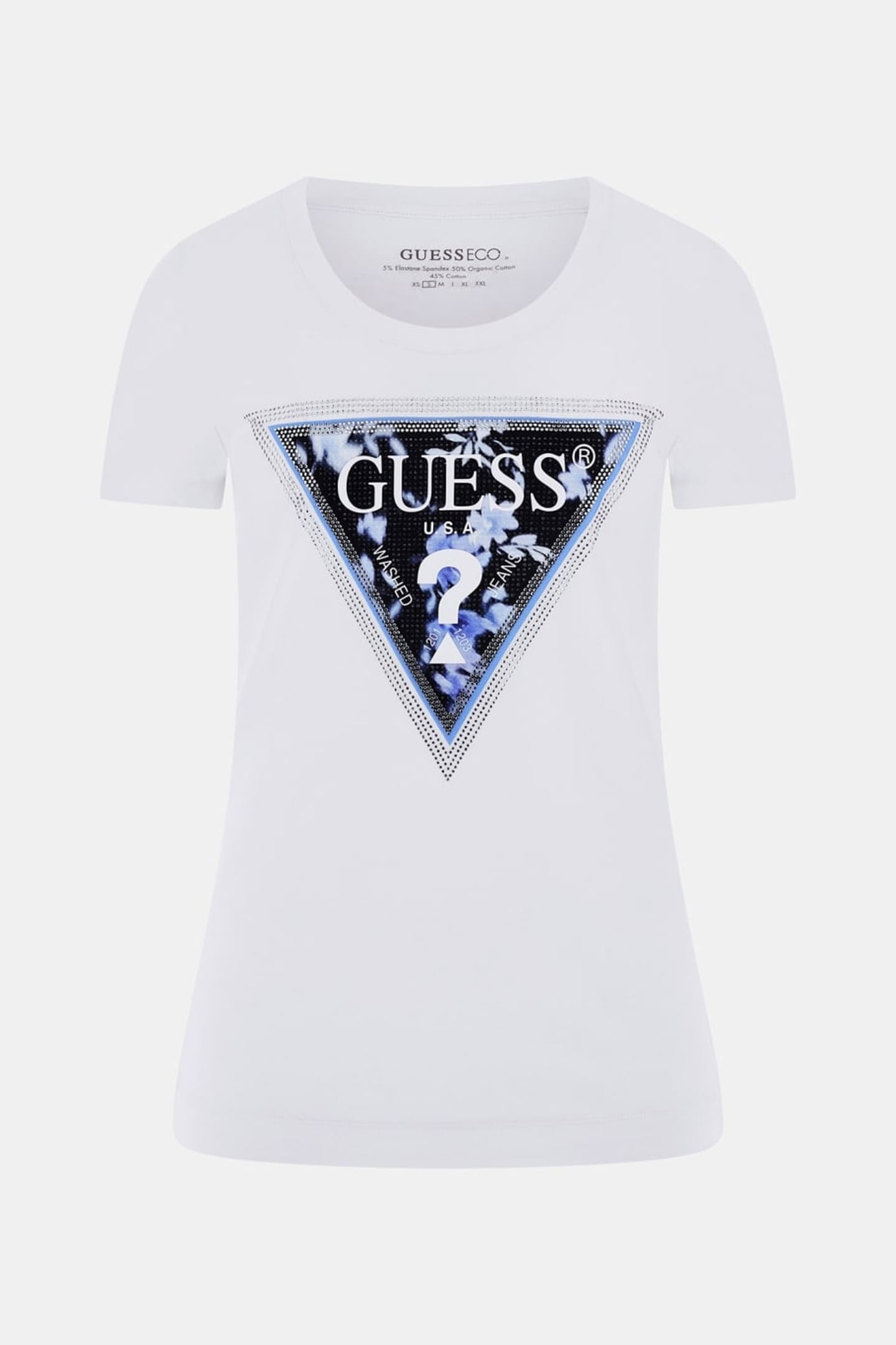 GUESS ECO SS CN TRIANGLE FLOWE PURE WHITE 4