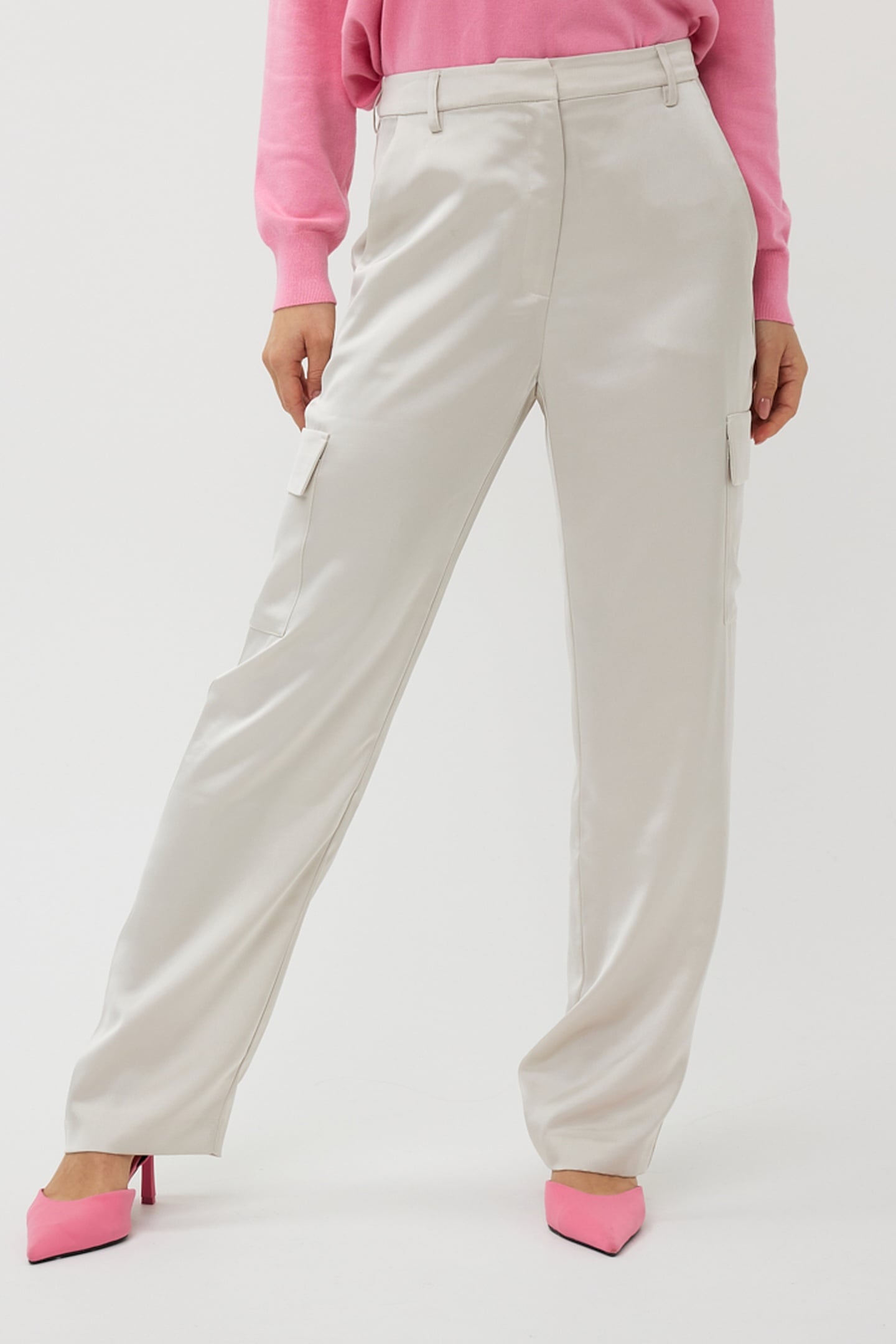 TROUSERS CARGO SATIN LIGHT STONE 2