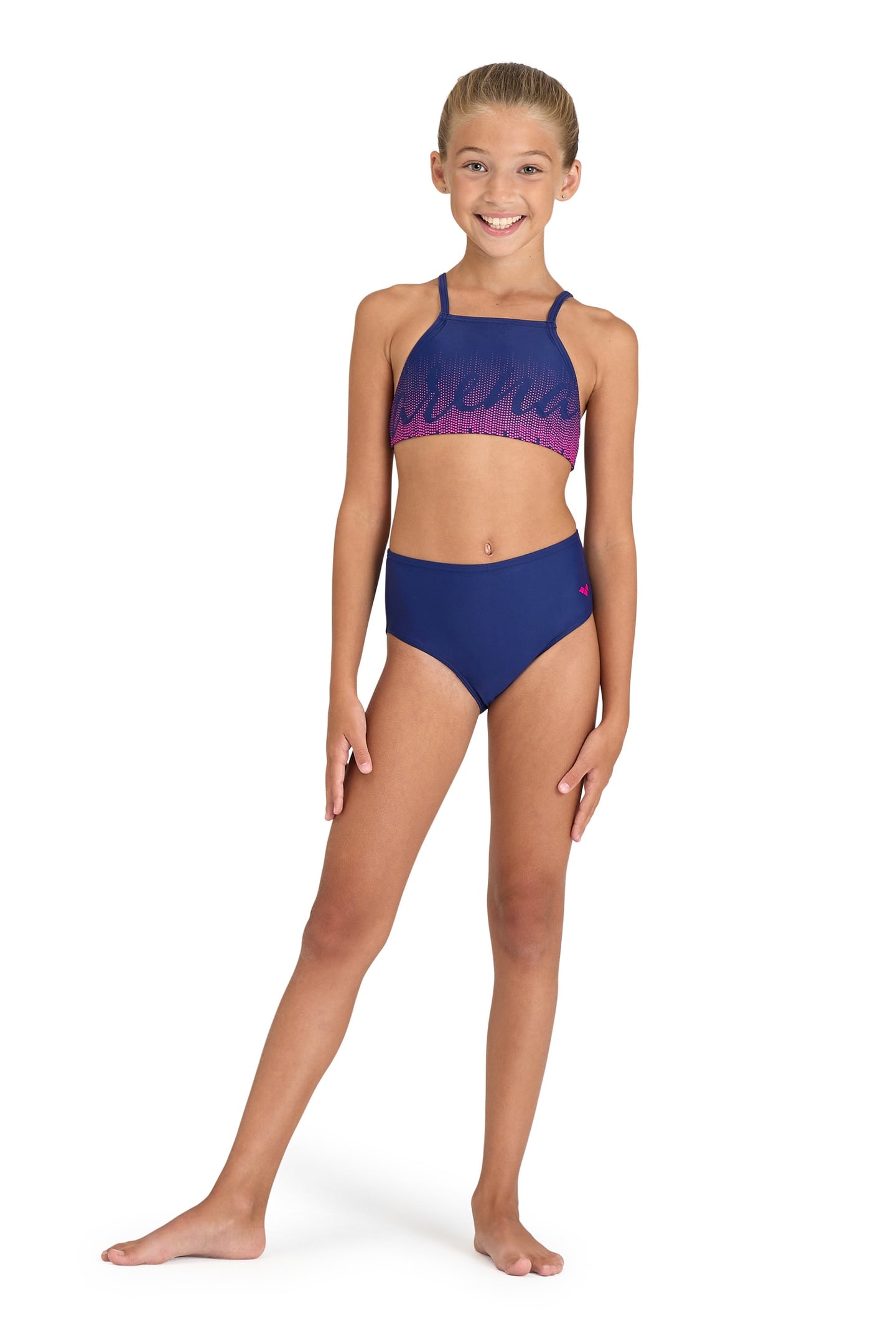 GIRLS' GRAPHIC SWIMSUIT BIKINI CRO NAVY 2