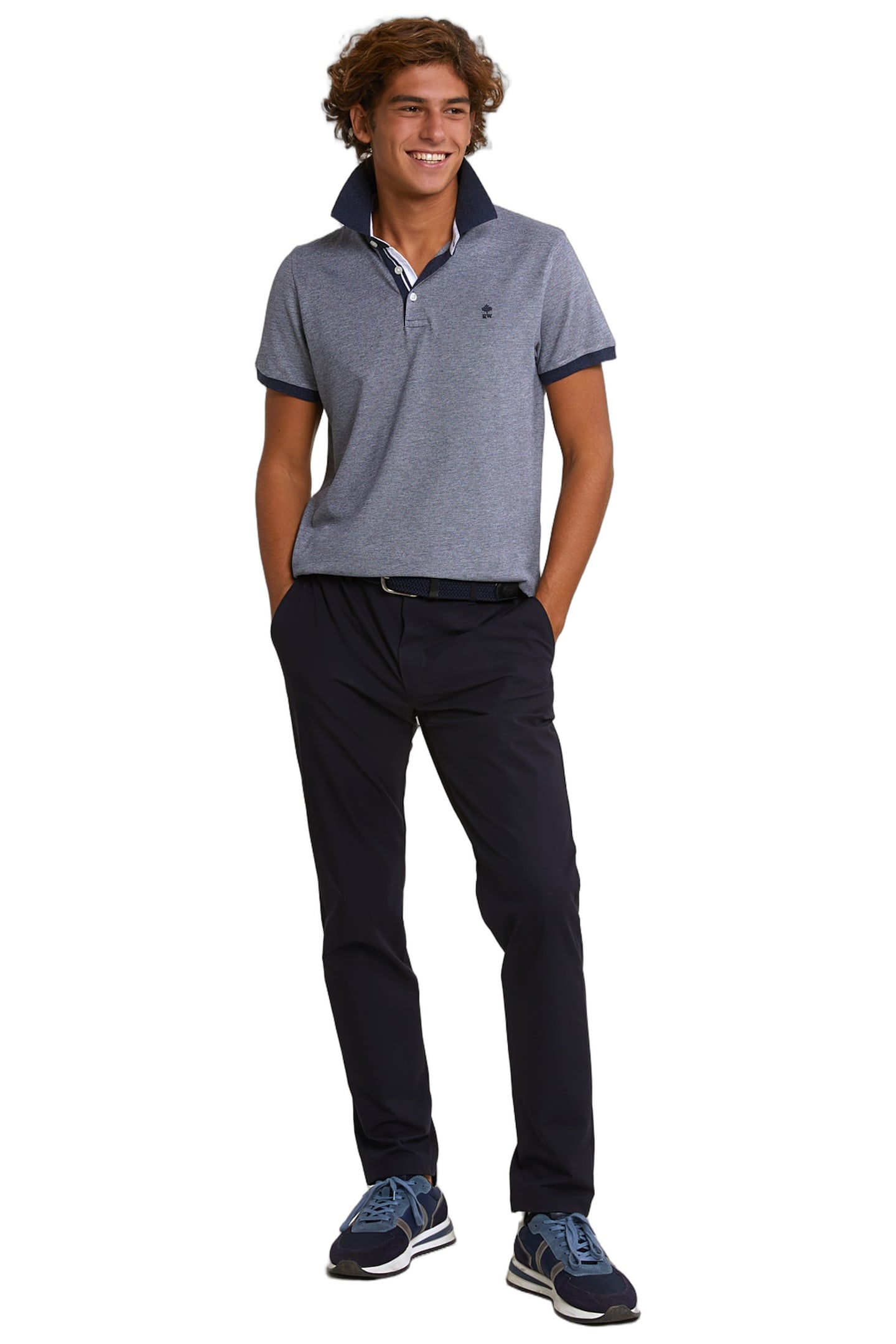 CUSTOM FIT SILKY COTTON STRETCH POLO NIGHT BLUE MIX 2