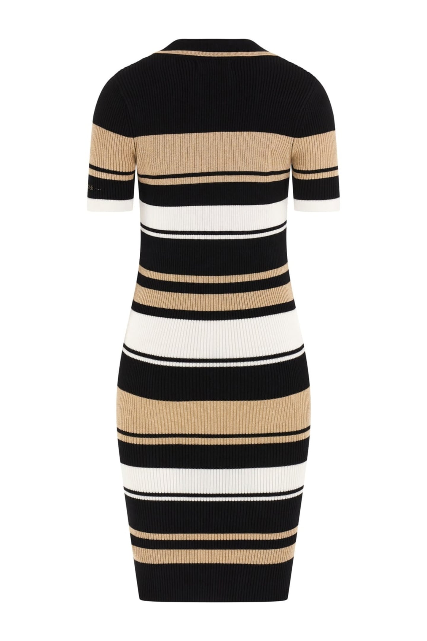 GUESS ECO EVIE STRIPED POLO DR BLACK WHITE GOLD STR 2