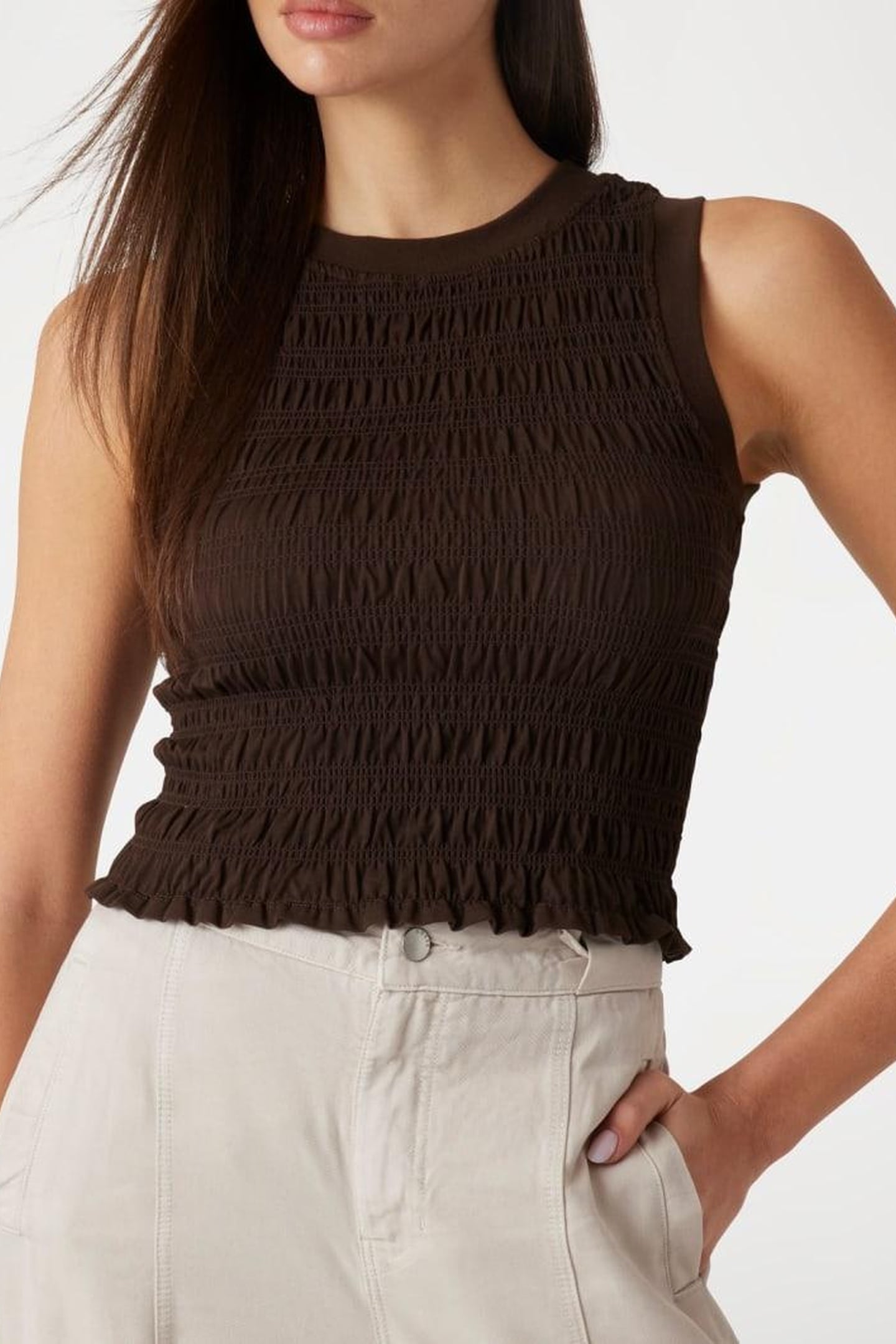 GUESS ECO CLAIRE SL SMOCK TANK ESPRESSO BROWN 1