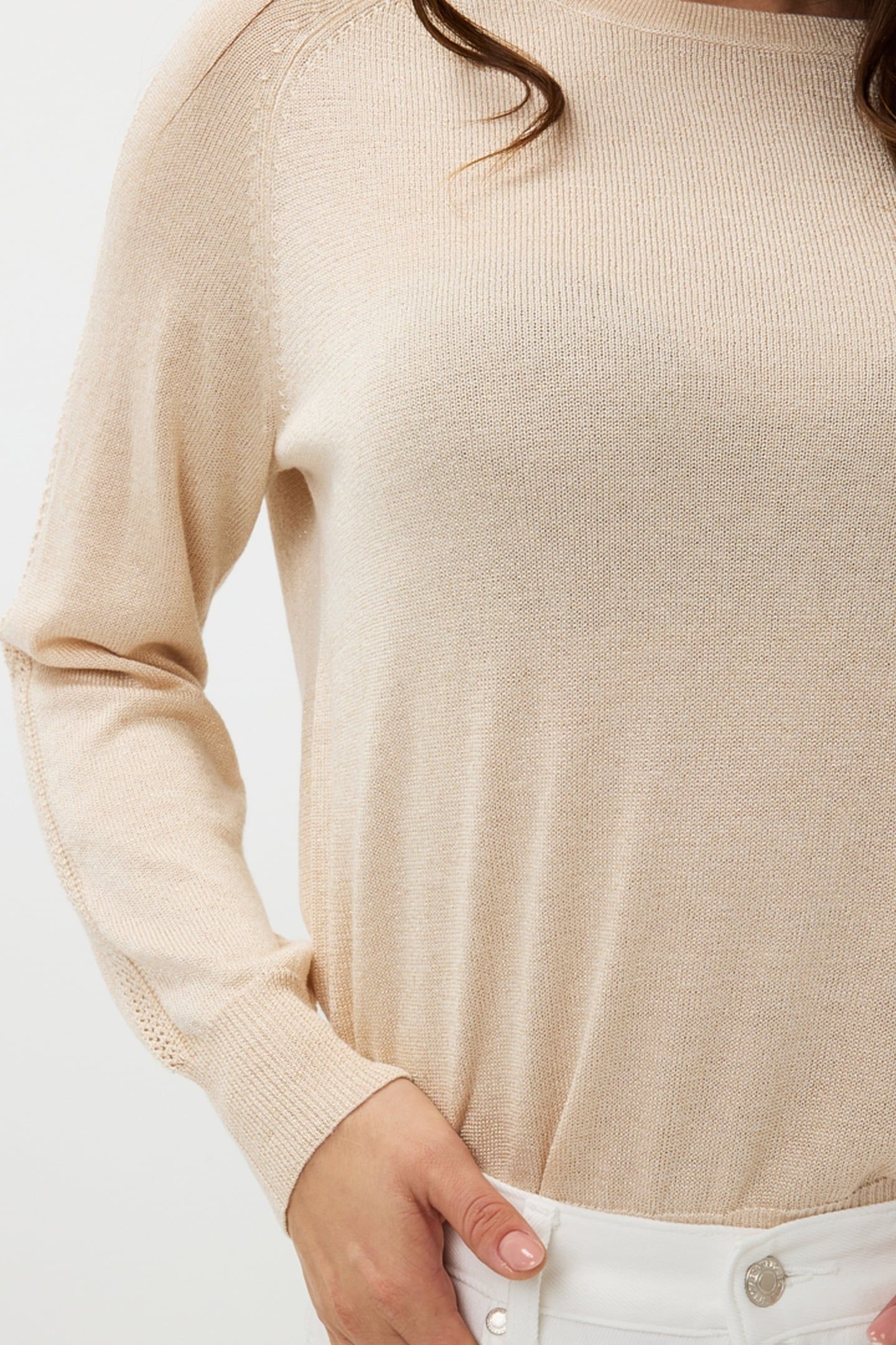 SWEATER RAGLAN POINTELLE LUREX IVORY 8
