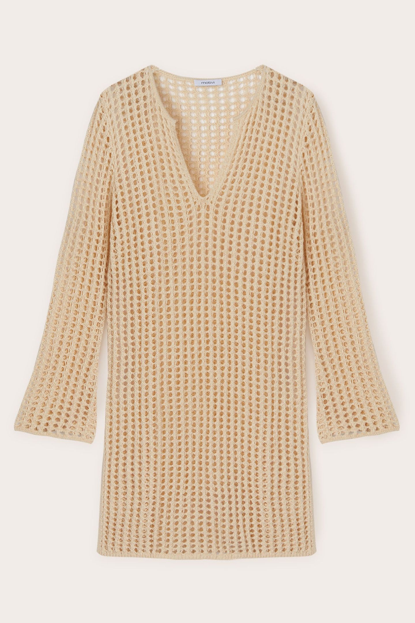 CROCHET-EFFECT KNITTED TUNIC BEIGE 4