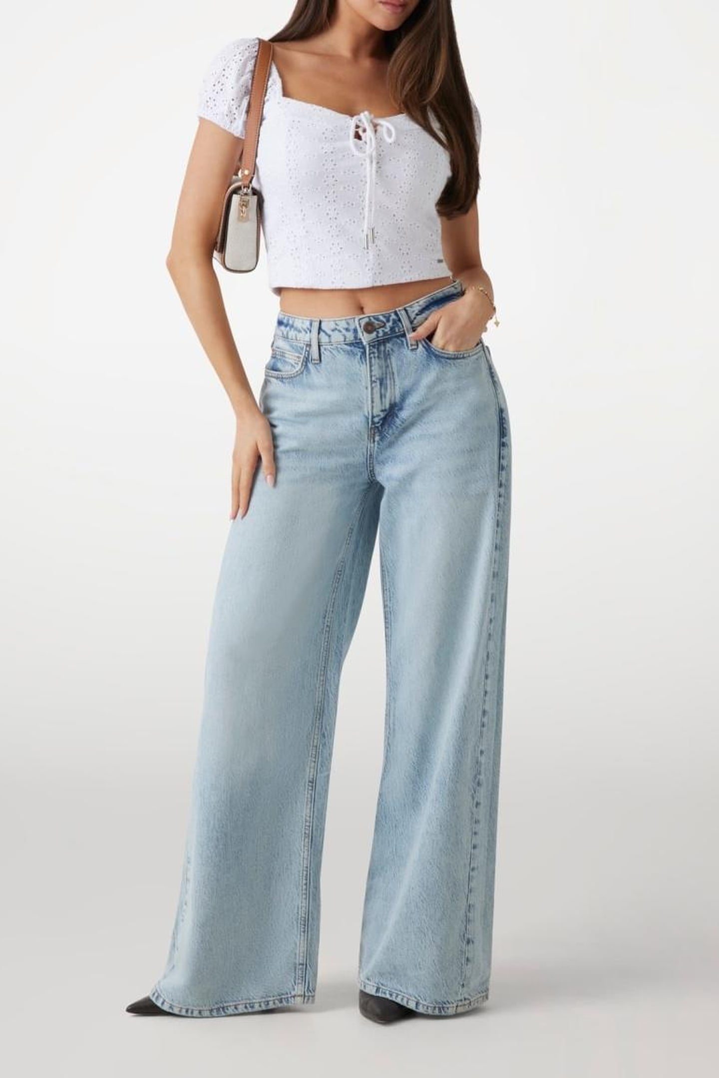 GUESS ECO ELIANE SS PUFFED TOP PURE WHITE 1