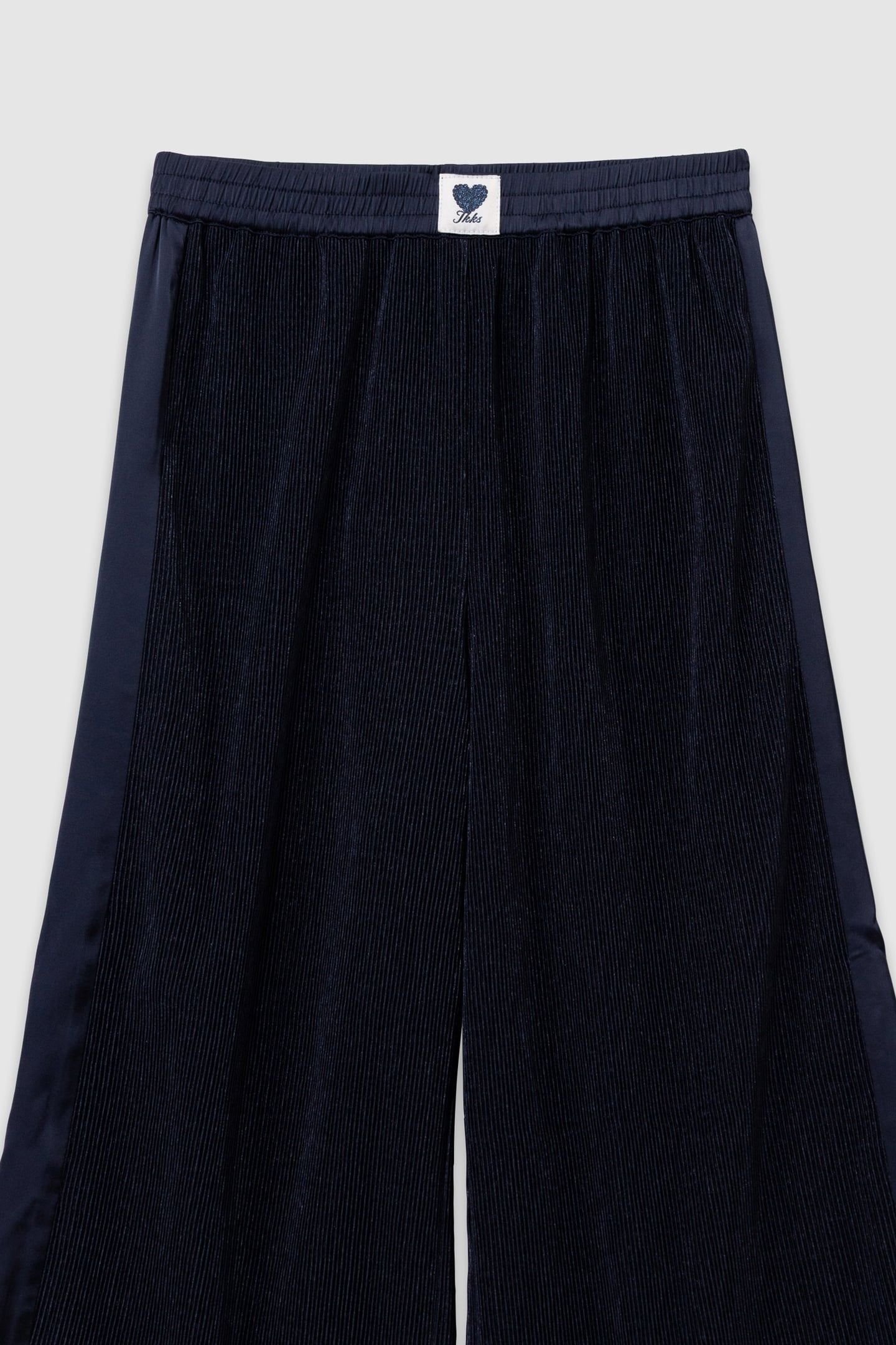 PLEATED NAVY WIDE-LEG PANTS 2