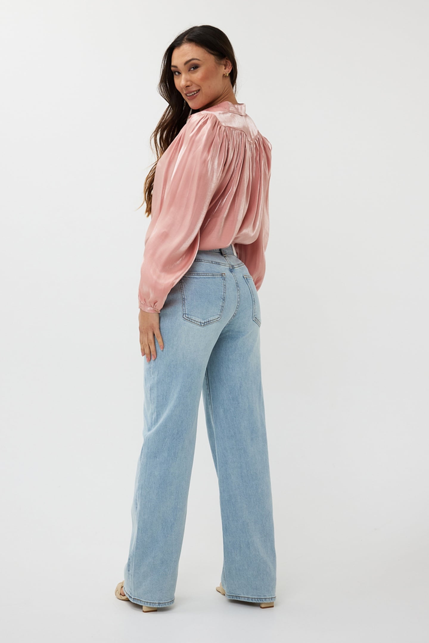 BLOUSE GATHERING CHANGEANT LIGHT PINK 3