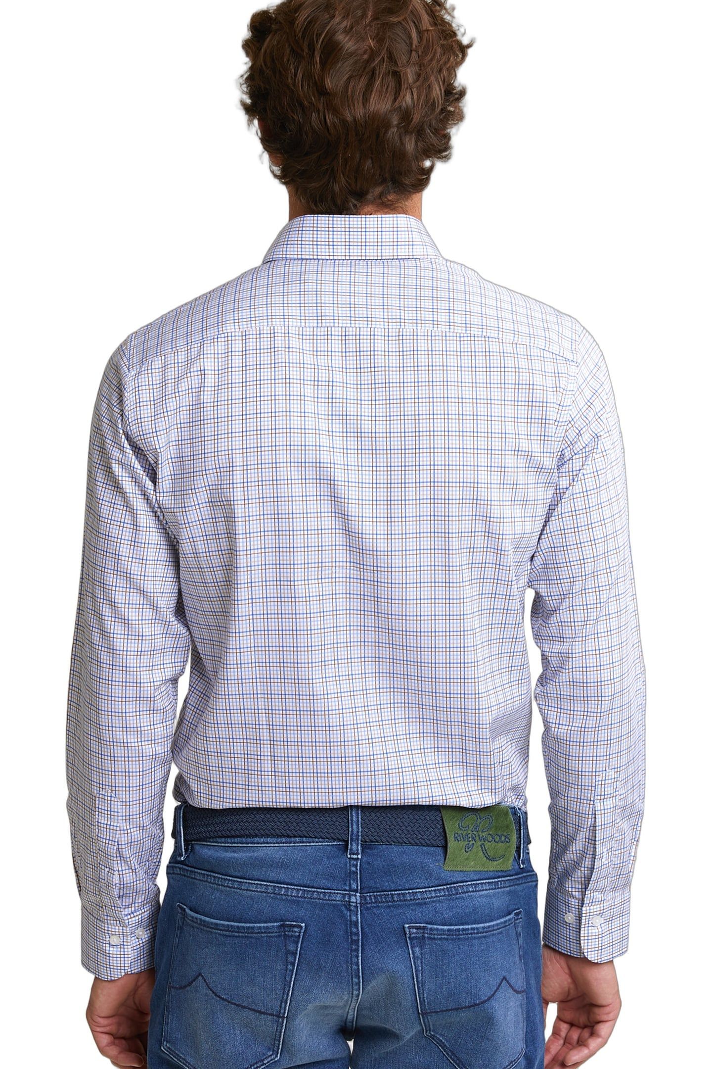 CUSTOM FIT CHECKED SHIRT BLUE/BEIGE 3