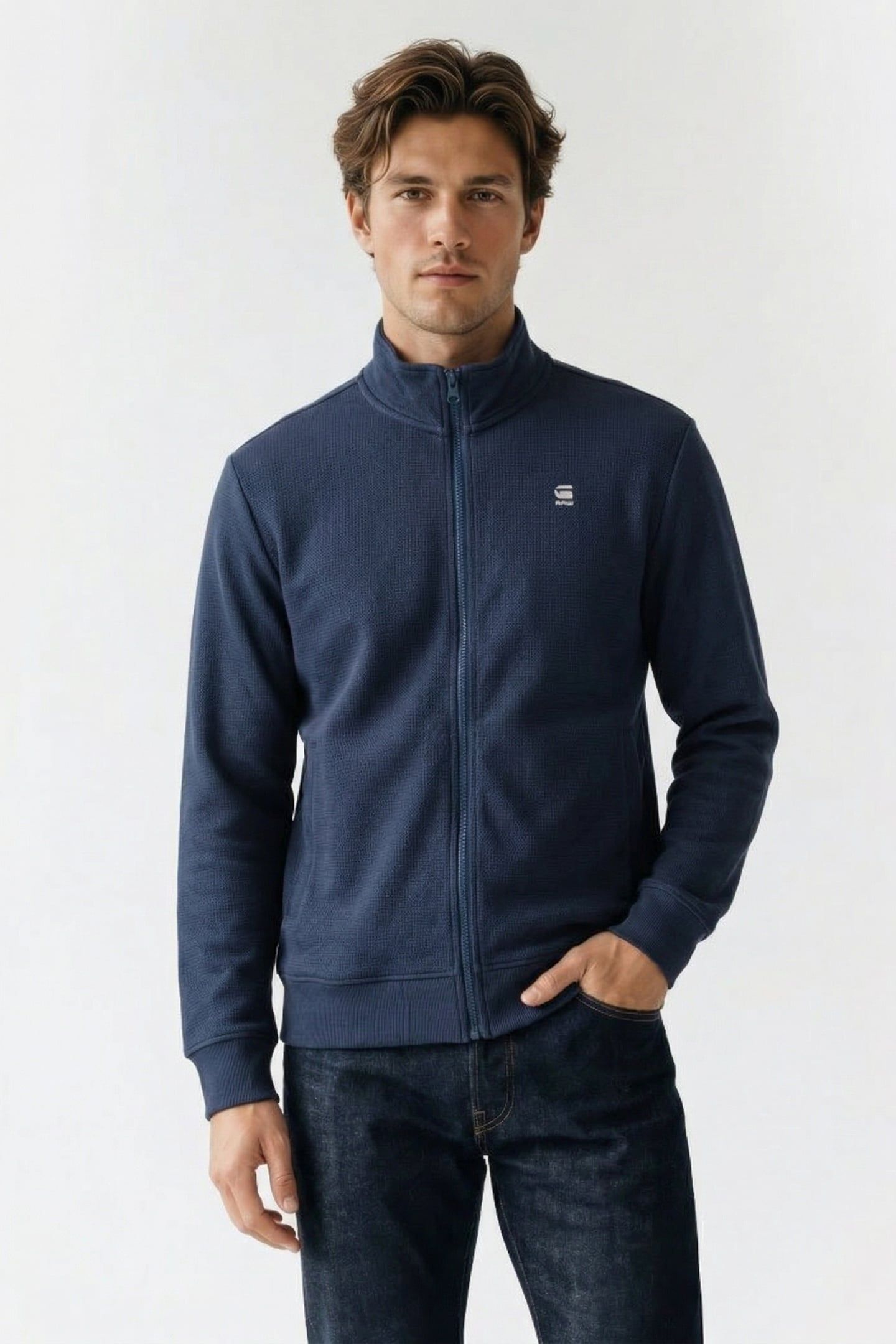 CORE ZIP STAND UP COLLAR SWEAT L/S SARTHO BLUE 1