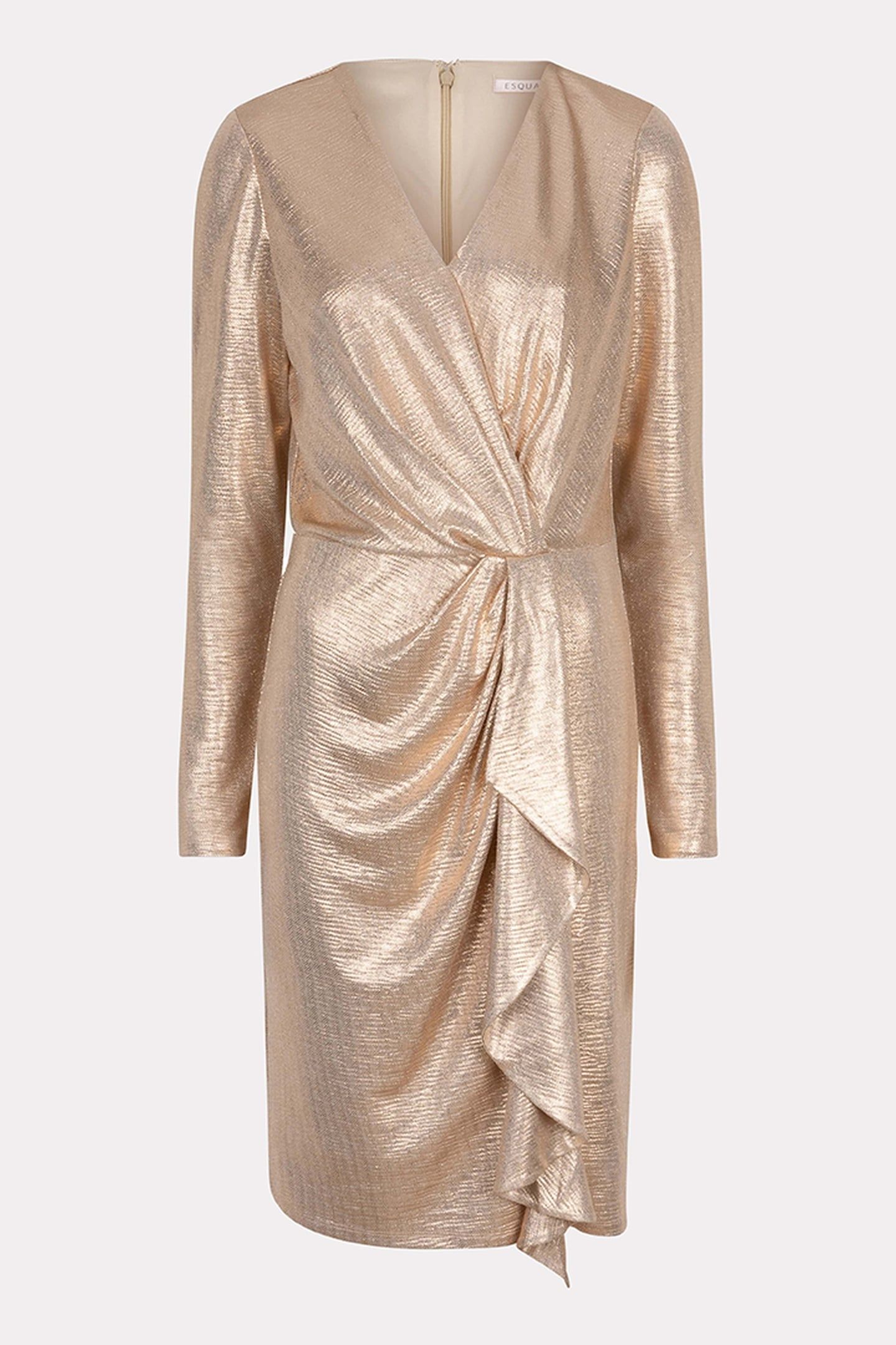 DRESS V-NECK DRAPERY LIGHT APRICOT 5