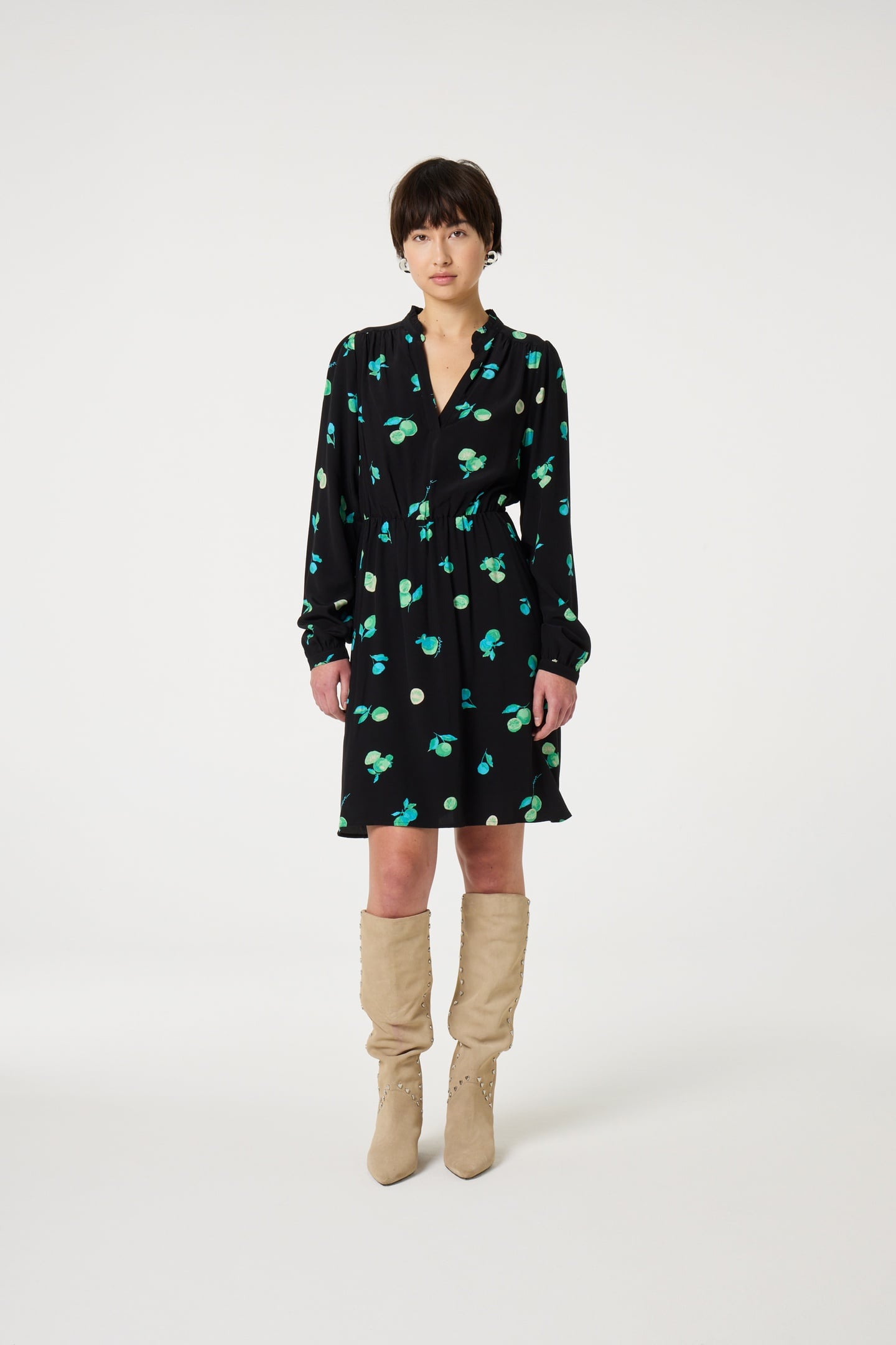 ANISSA DRESS BLACK/GREEN ZEST 1