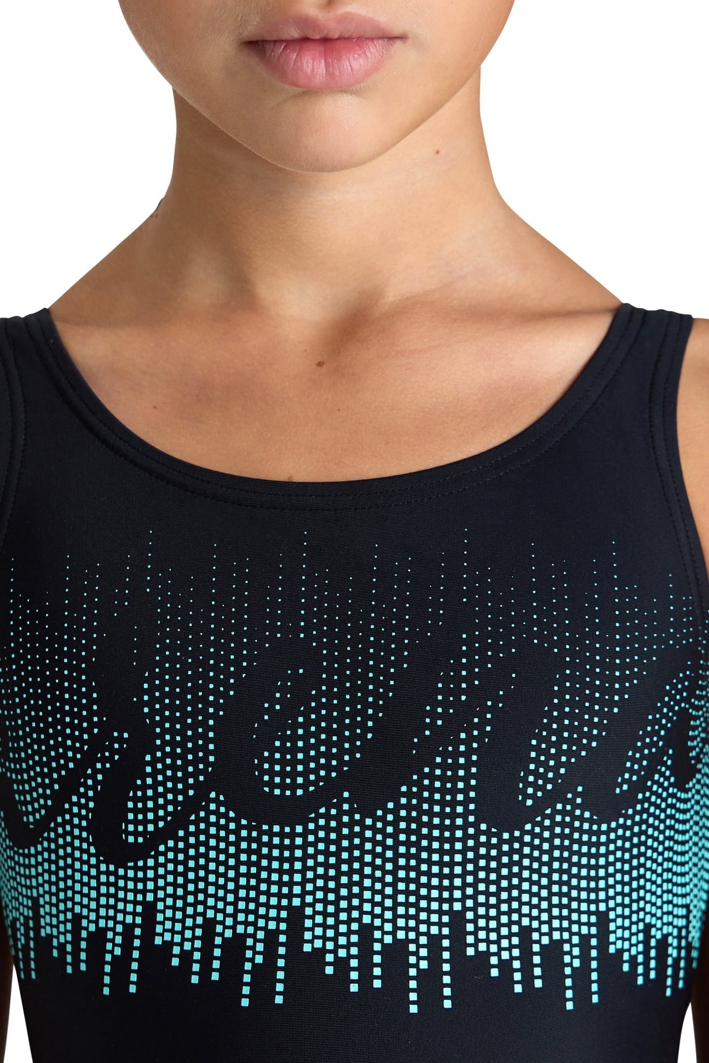 GIRLS' GRAPHIC SWIMSUIT U BACK BLACK 8