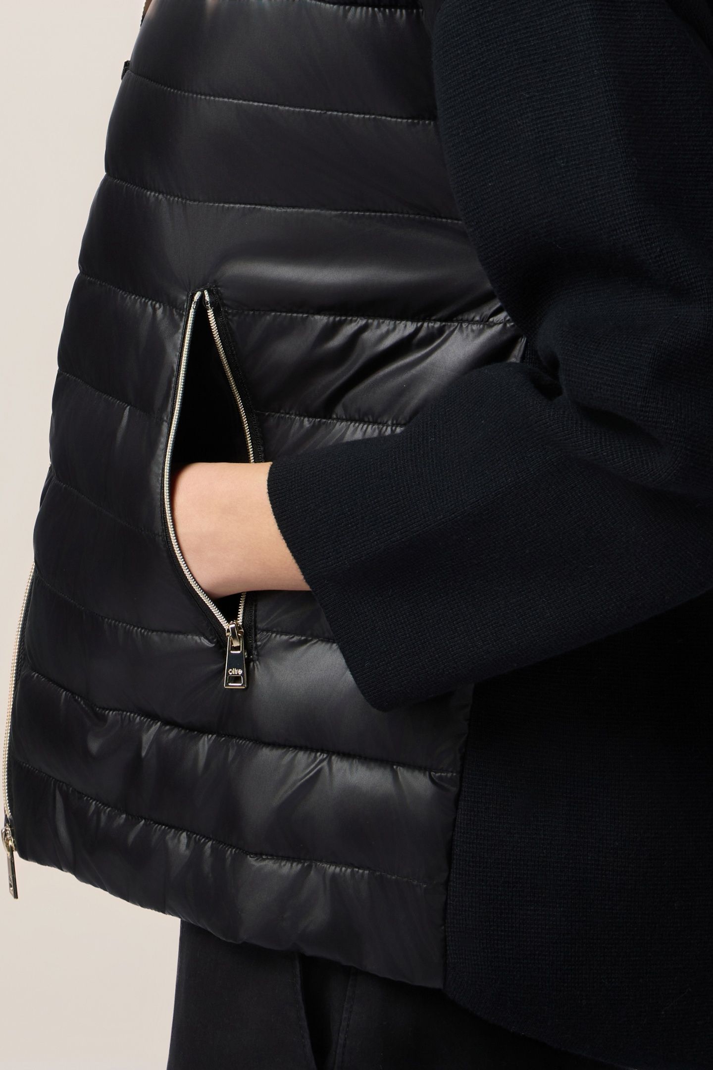 DOWN JACKET WITH KNITTED PARTS BLACK 4