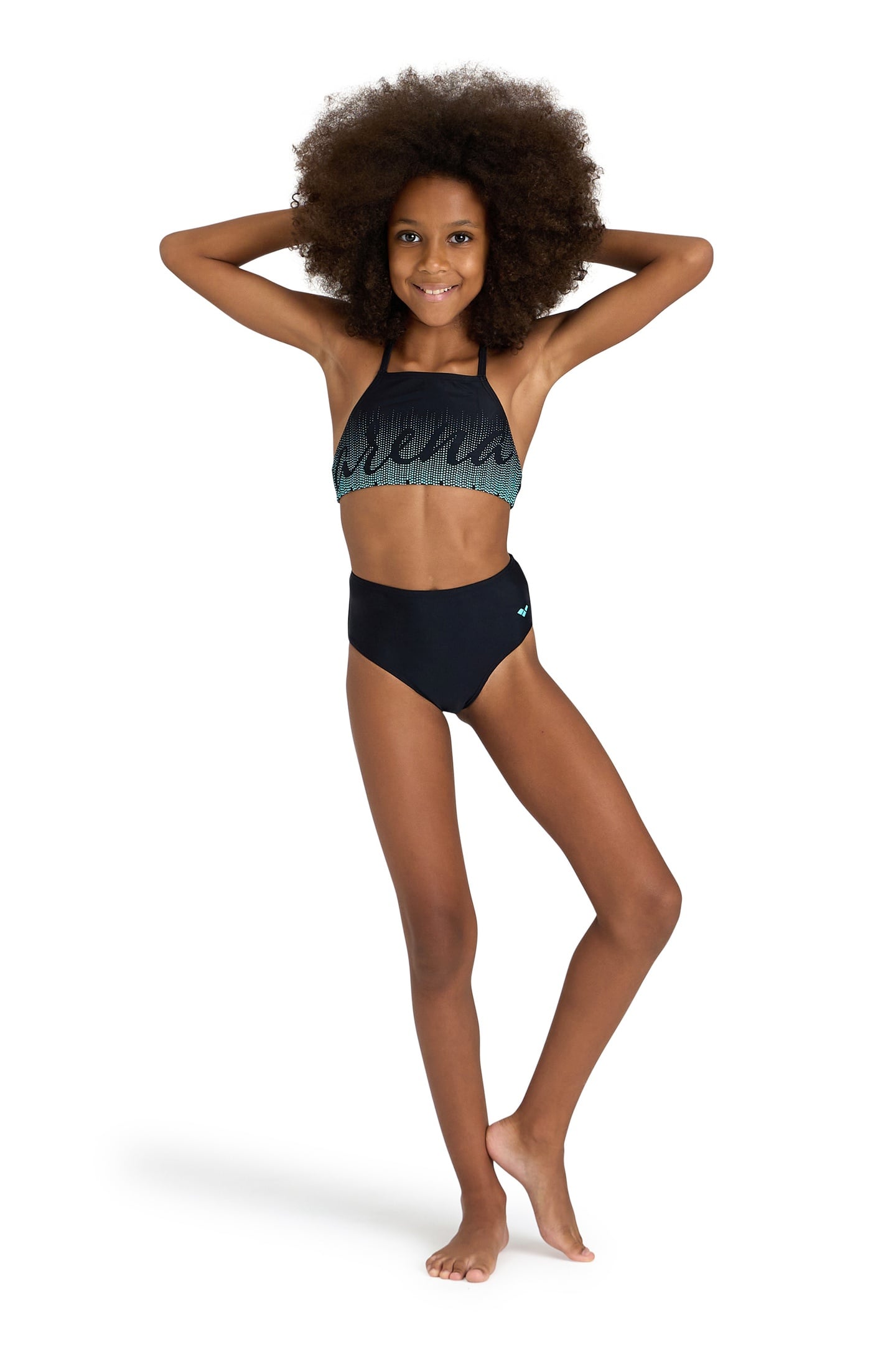 GIRLS' GRAPHIC SWIMSUIT BIKINI CRO BLACK 1