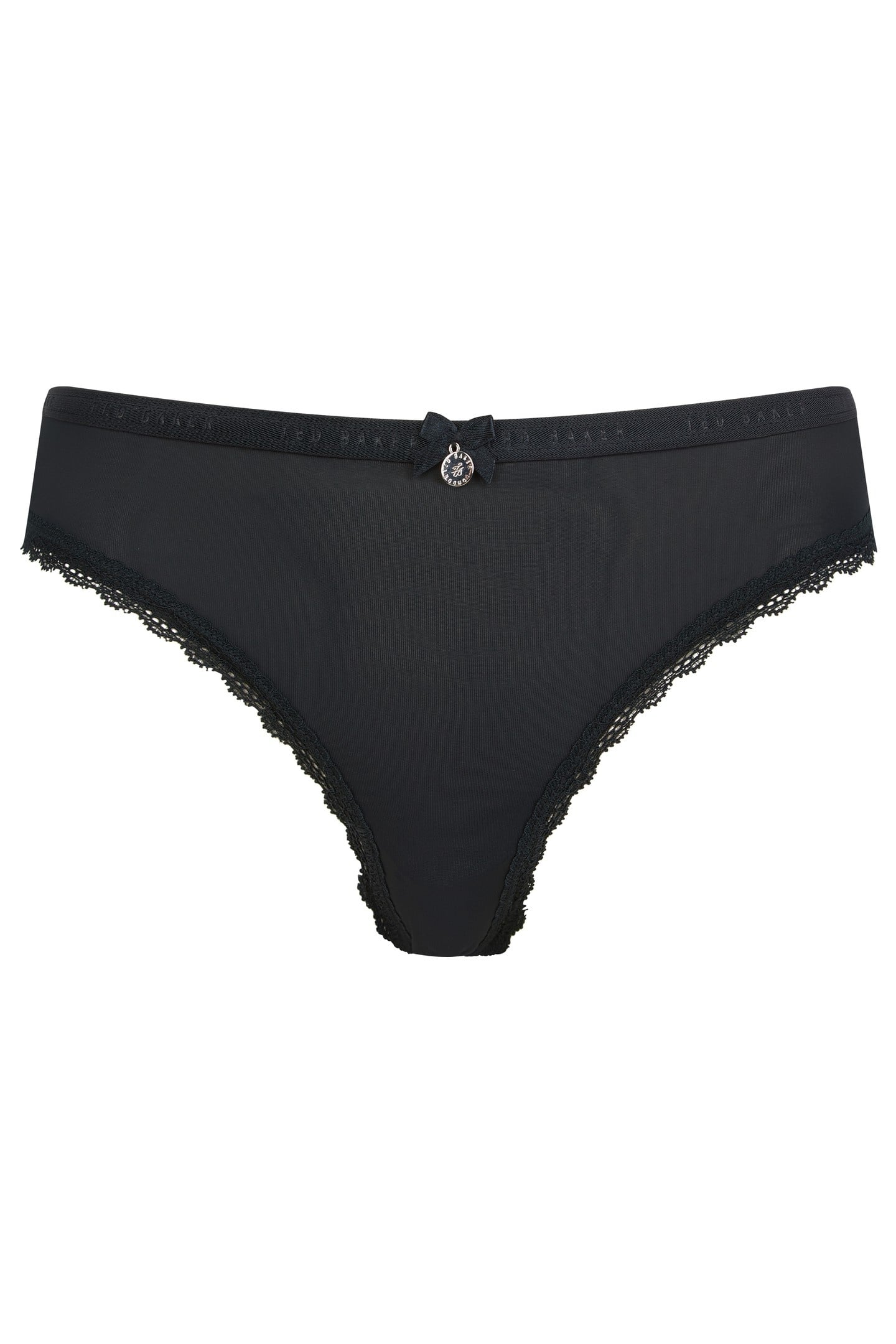 ZARIA 3PK SOLID BRIEF WITH LACE TRIM JET BLACK/EGRET/AZALEA 3