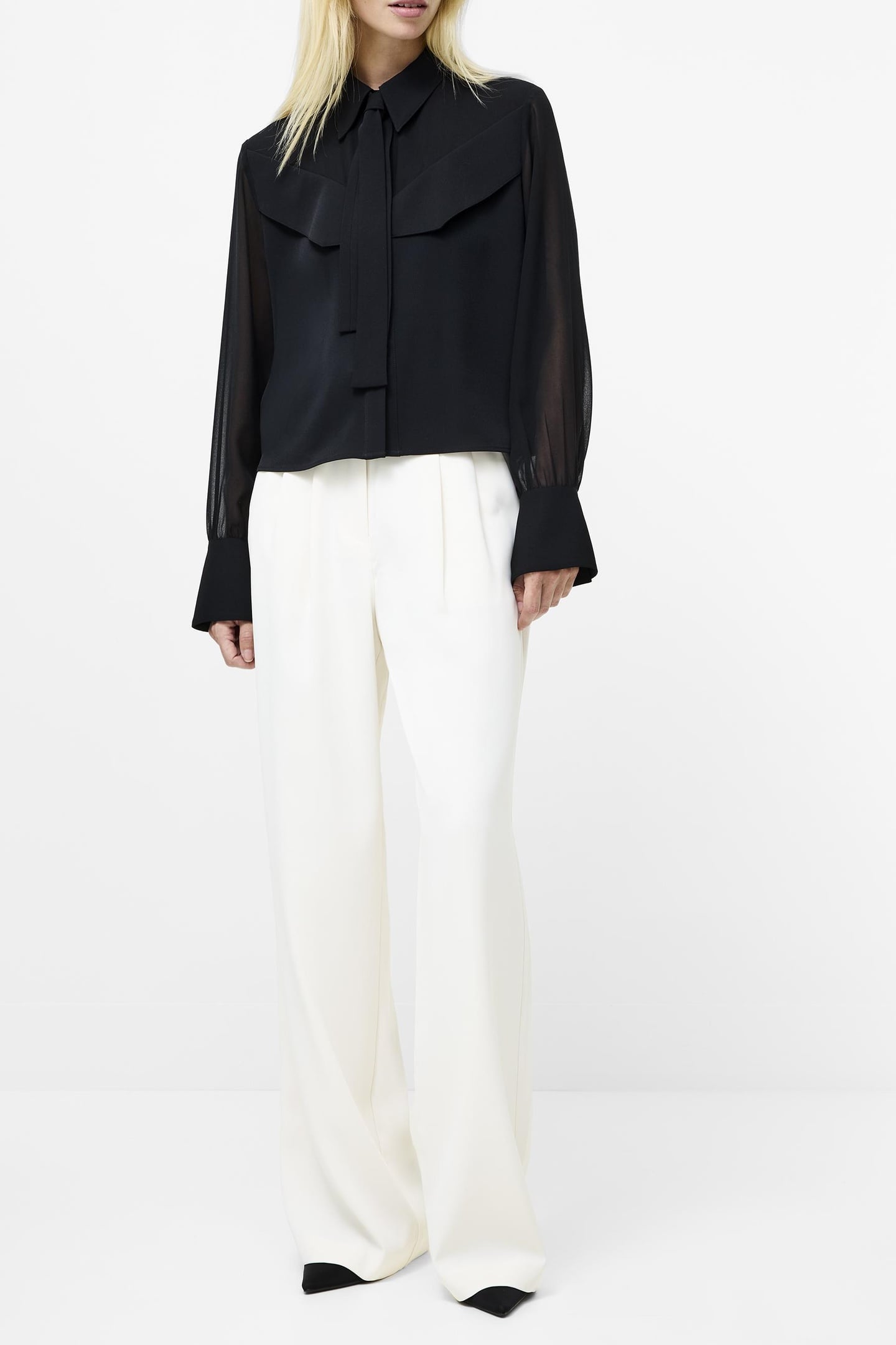 AREZZO NECK TIE SHIRT BLACK 2