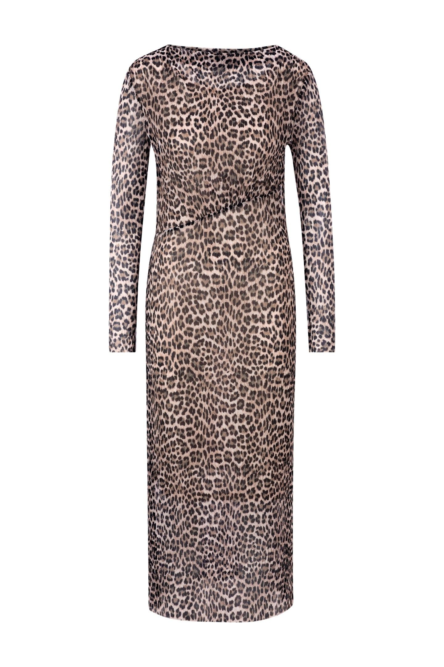PLISSEE MESH DRESS RECYCLED CAFFEE LATTE 4
