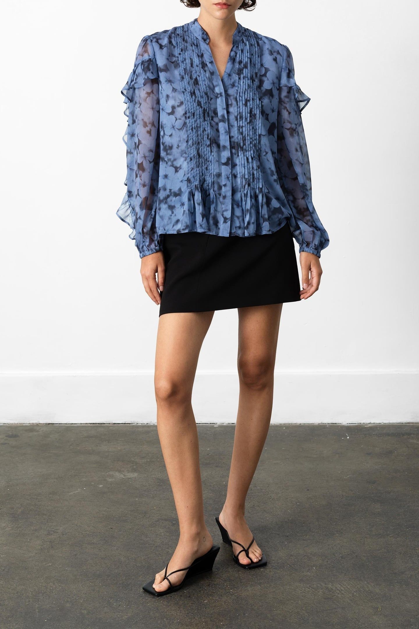 ANITA HALLIE CRINKLE SHIRT BLUE MULTI SLATE 1