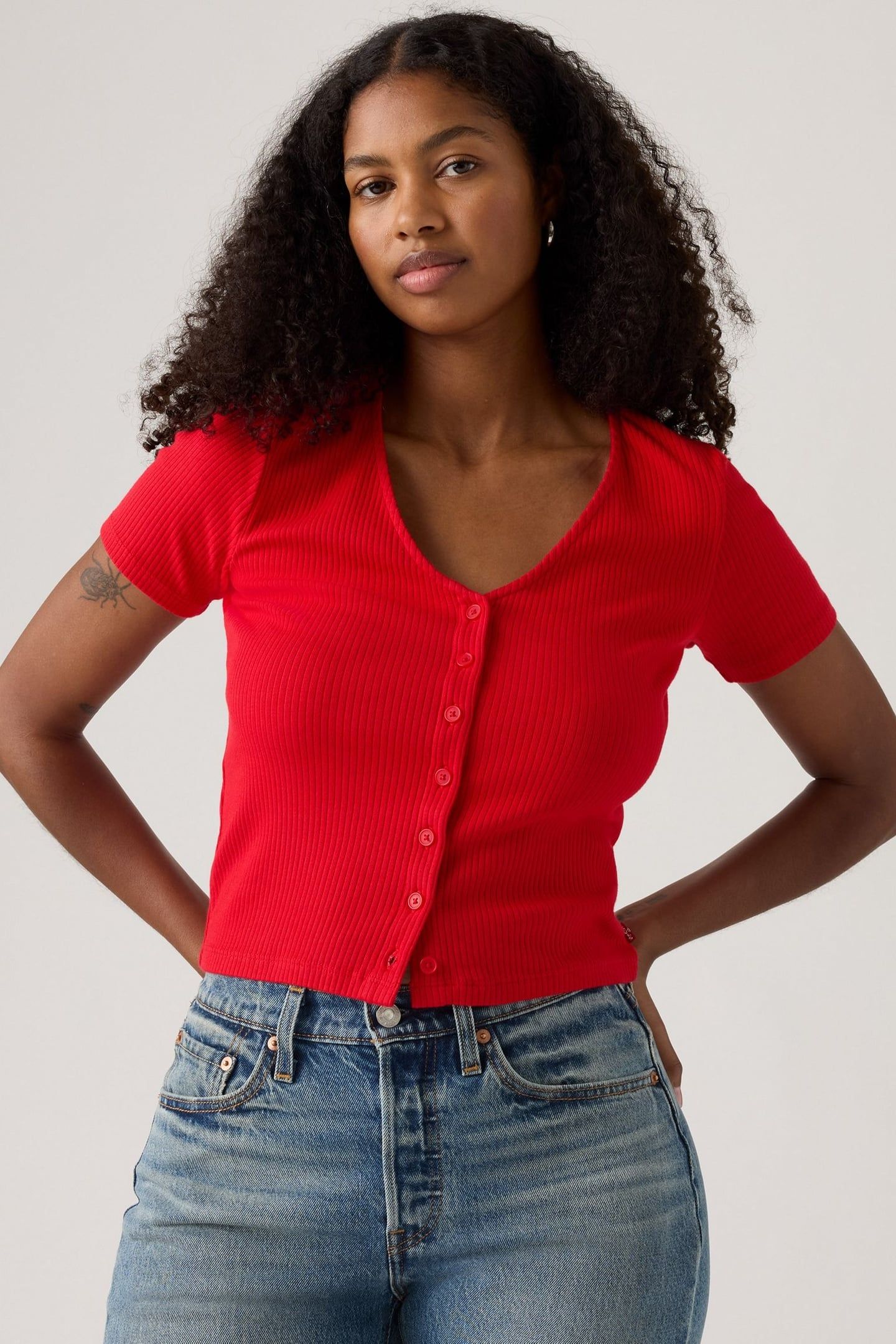 MUSE SS TEE TRUE RED RIB 2