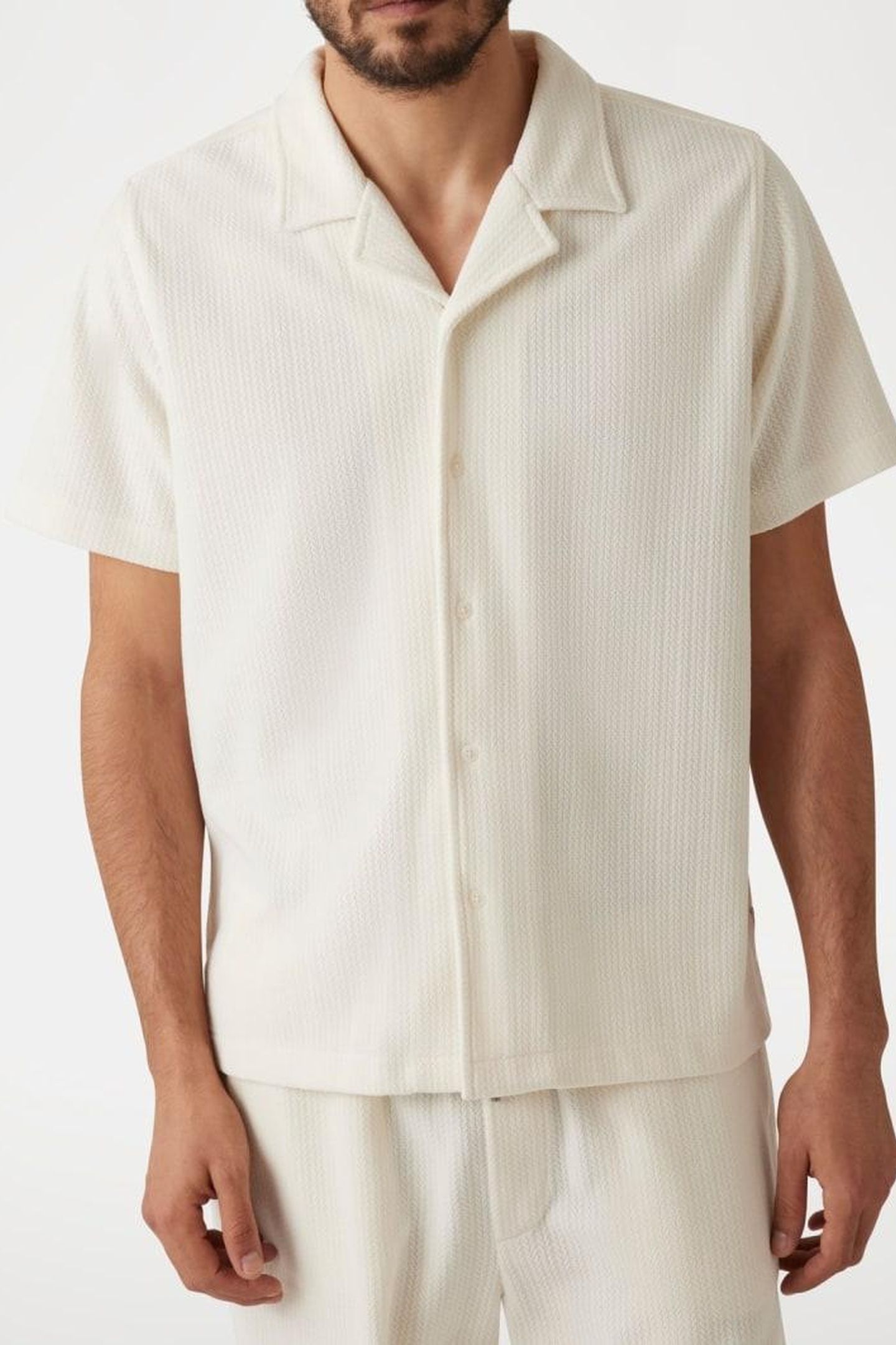 GUESS ECO SS BARON TEXTURED KN PEARL WHITE 3