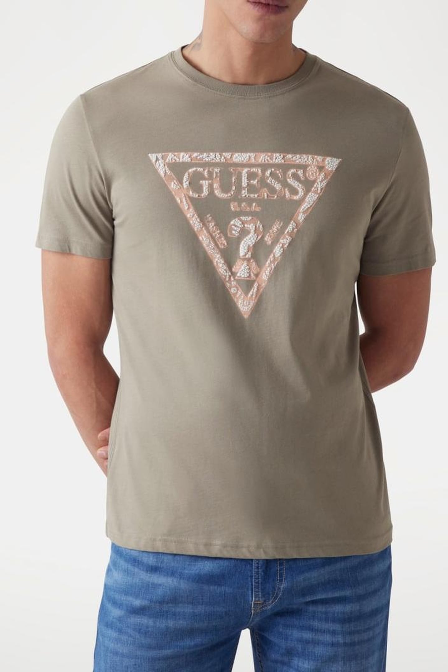 GUESS ECO SS CN TRIANGLE TEE SAGE PLANT 5